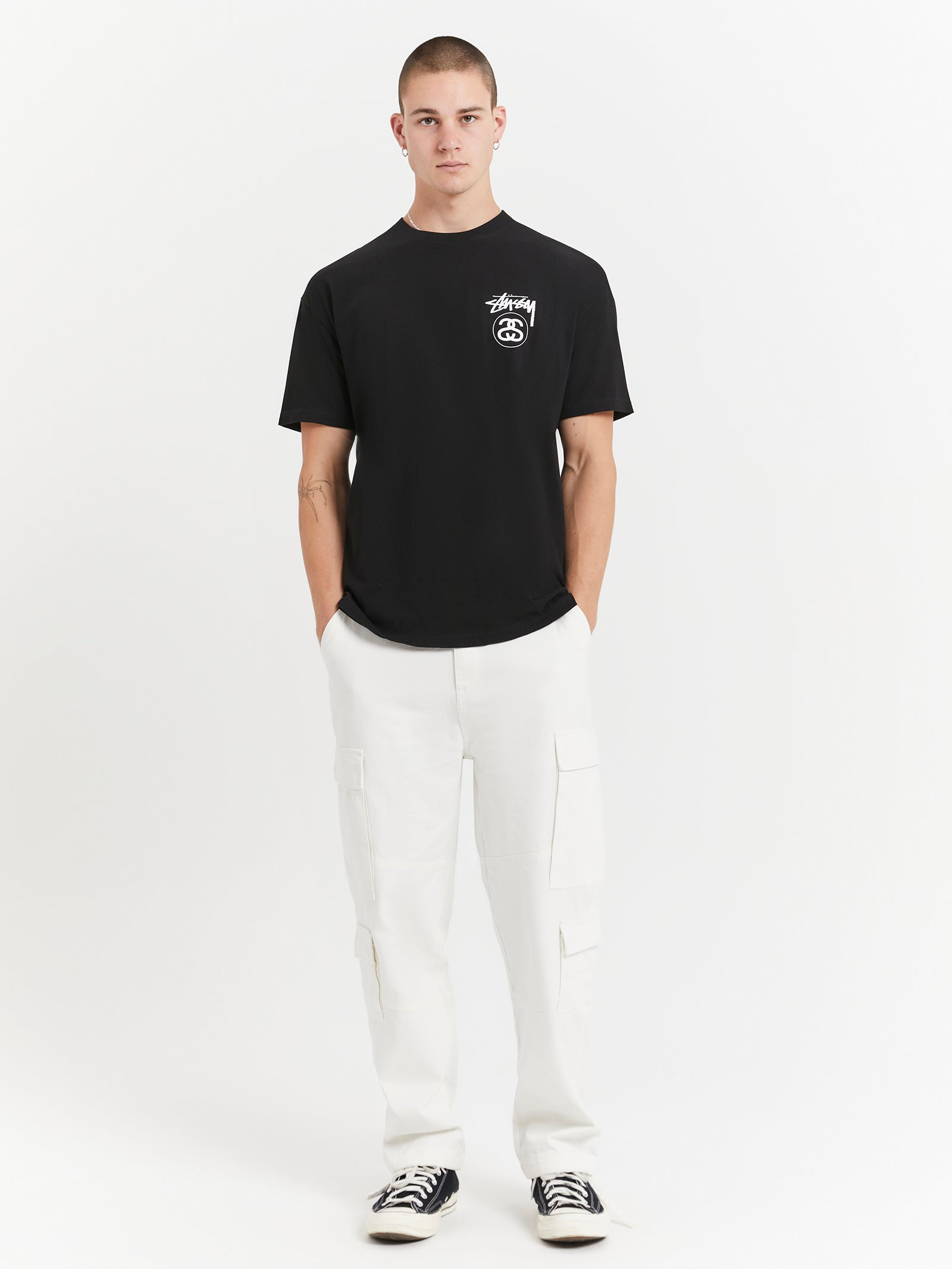 Solid Stock Link Heavyweight Short Sleeve T-Shirt in Black