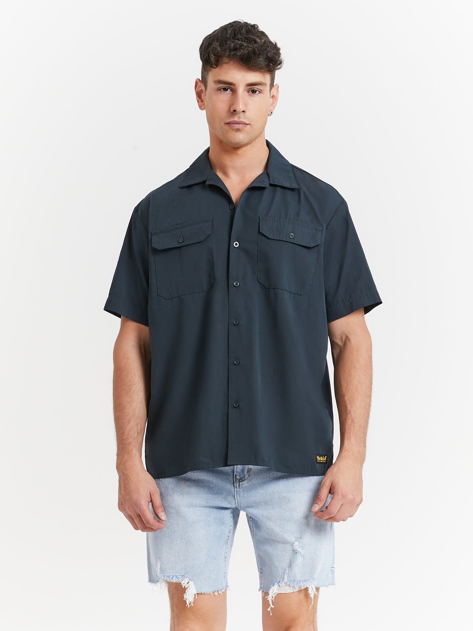 Thrills Union Short Sleeve Work Shirt in Spruce Green