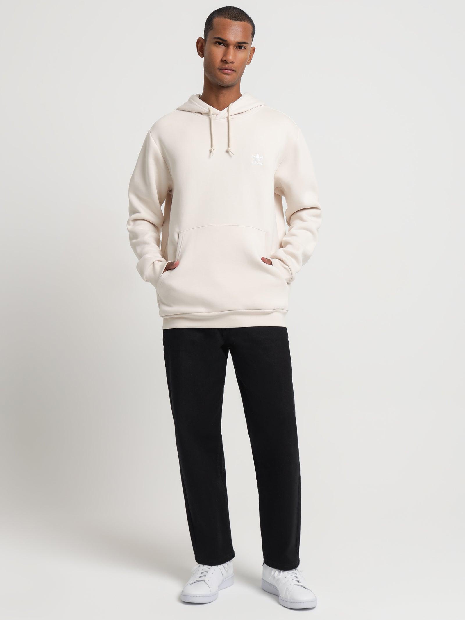 Trefoil Essentials Hoodie in Wonder White