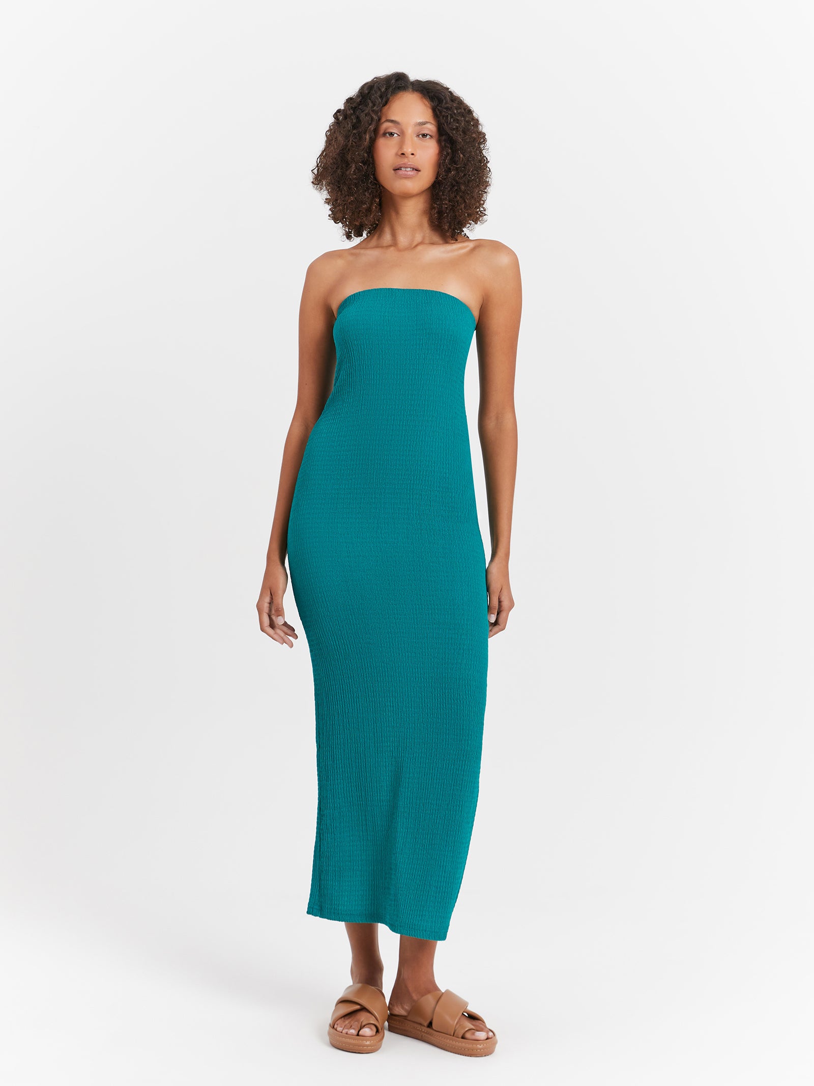 Naia Tube Midi Dress in Sea Green