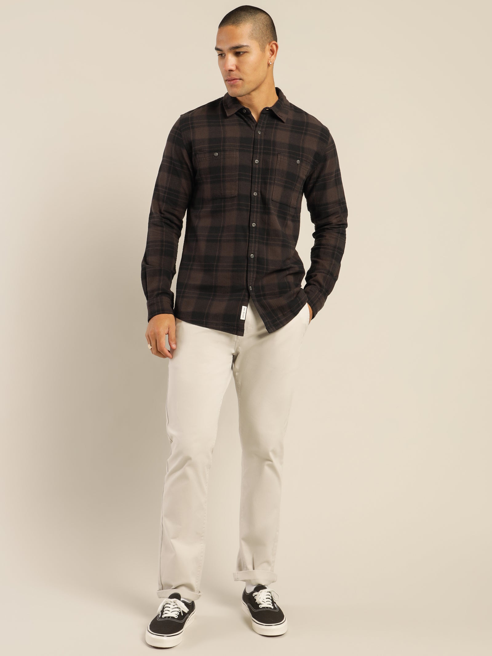 Anderson Plaid Long Sleeve Shirt in Coal