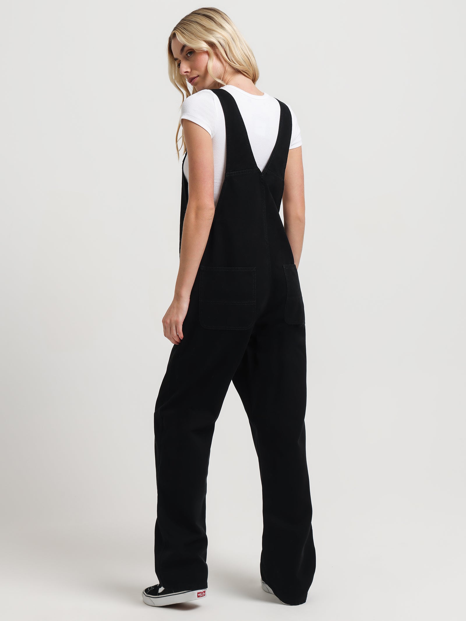 Bib Straight-Leg Overalls in Black