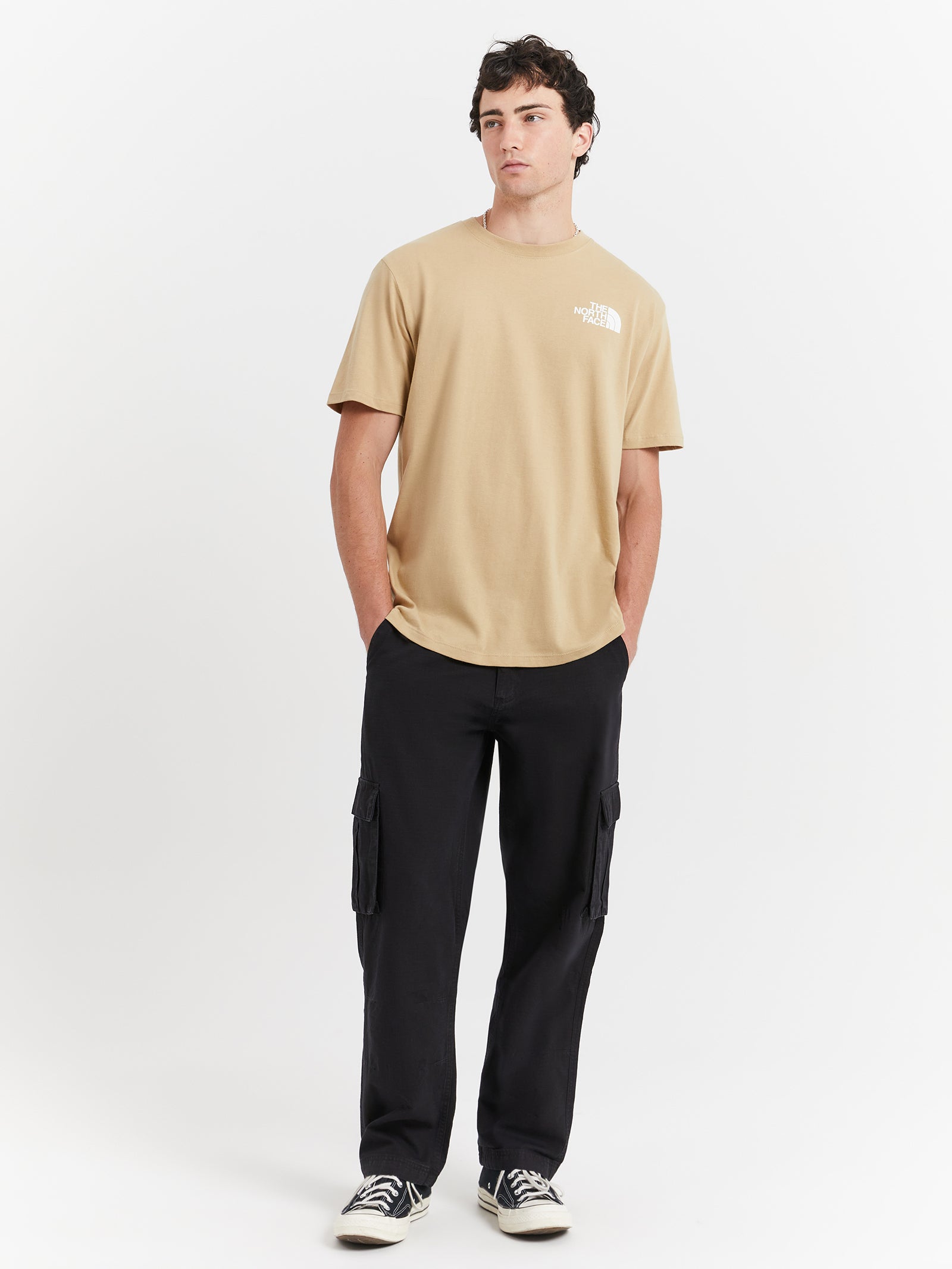 Short Sleeve Box T-Shirt in Khaki Stone Black