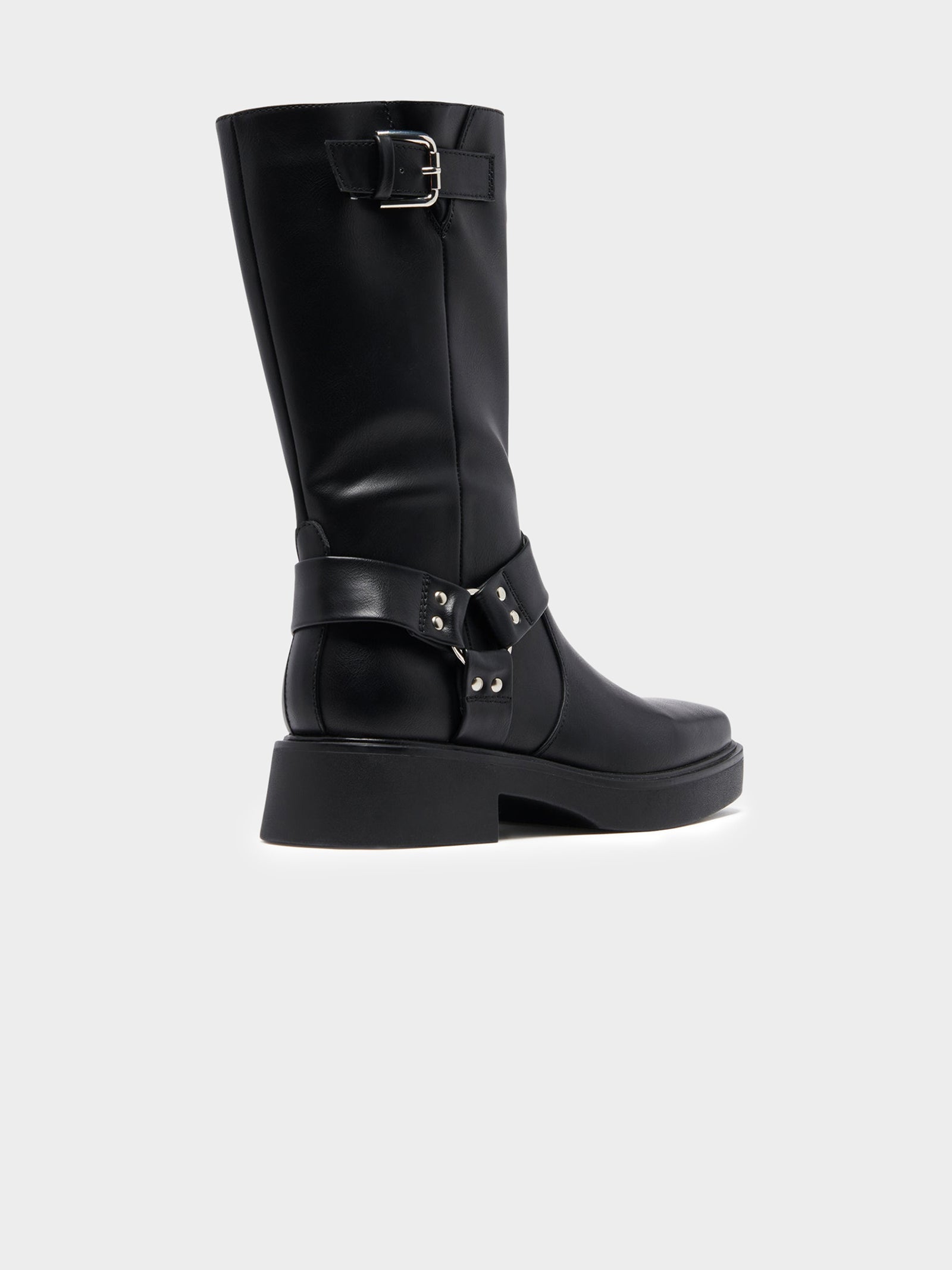 The Edge Mid-Calf Biker Boots in Black