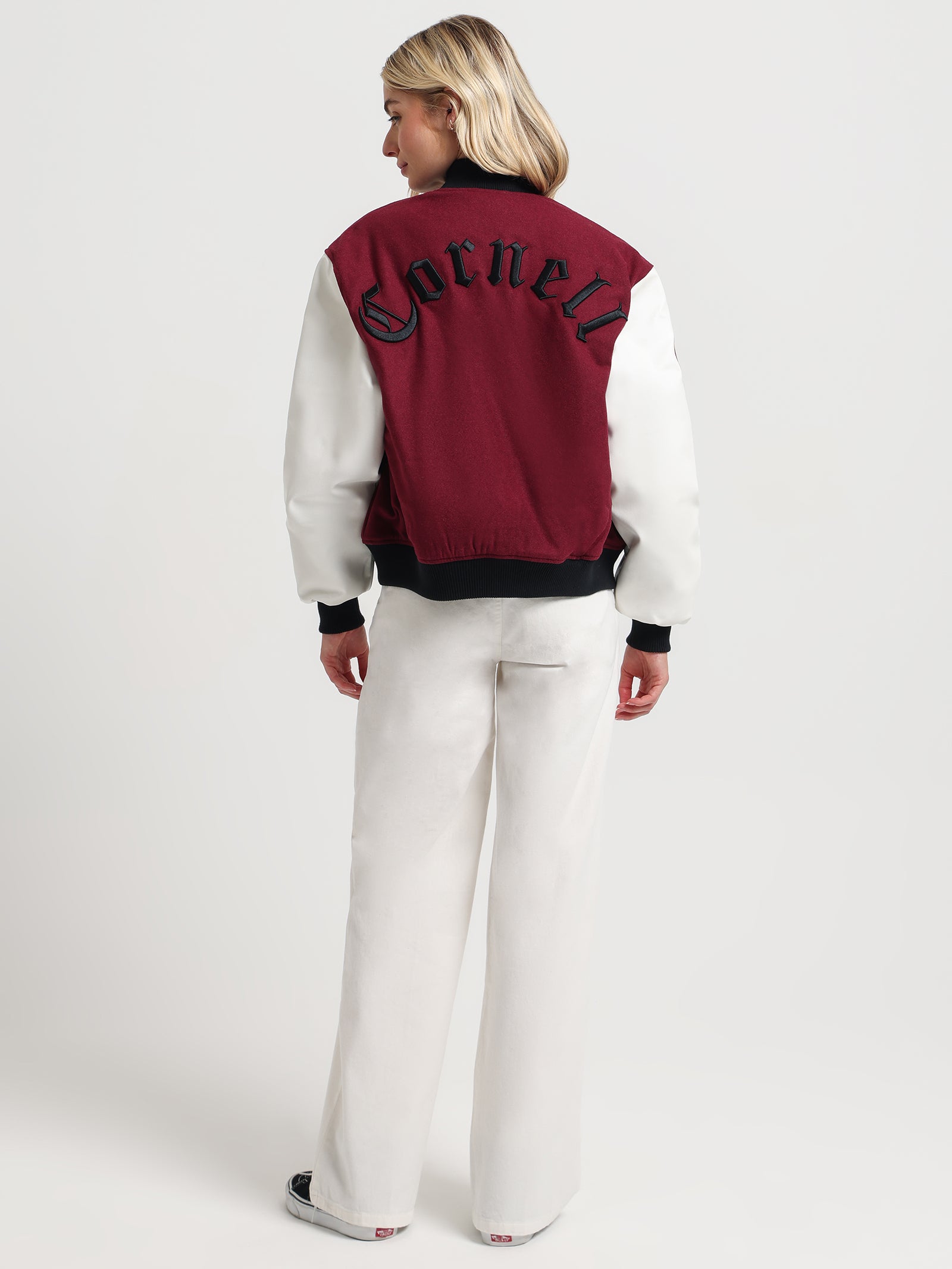 Cornell Letterman Jacket in Lava & Ecru