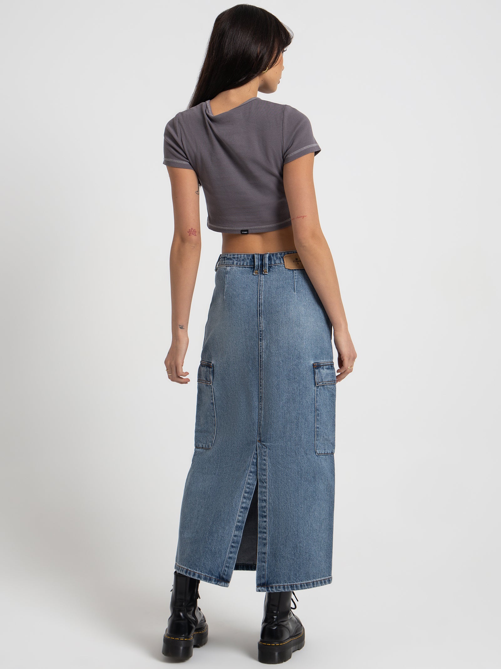 Frankie Cargo Skirt in Weathered Blue