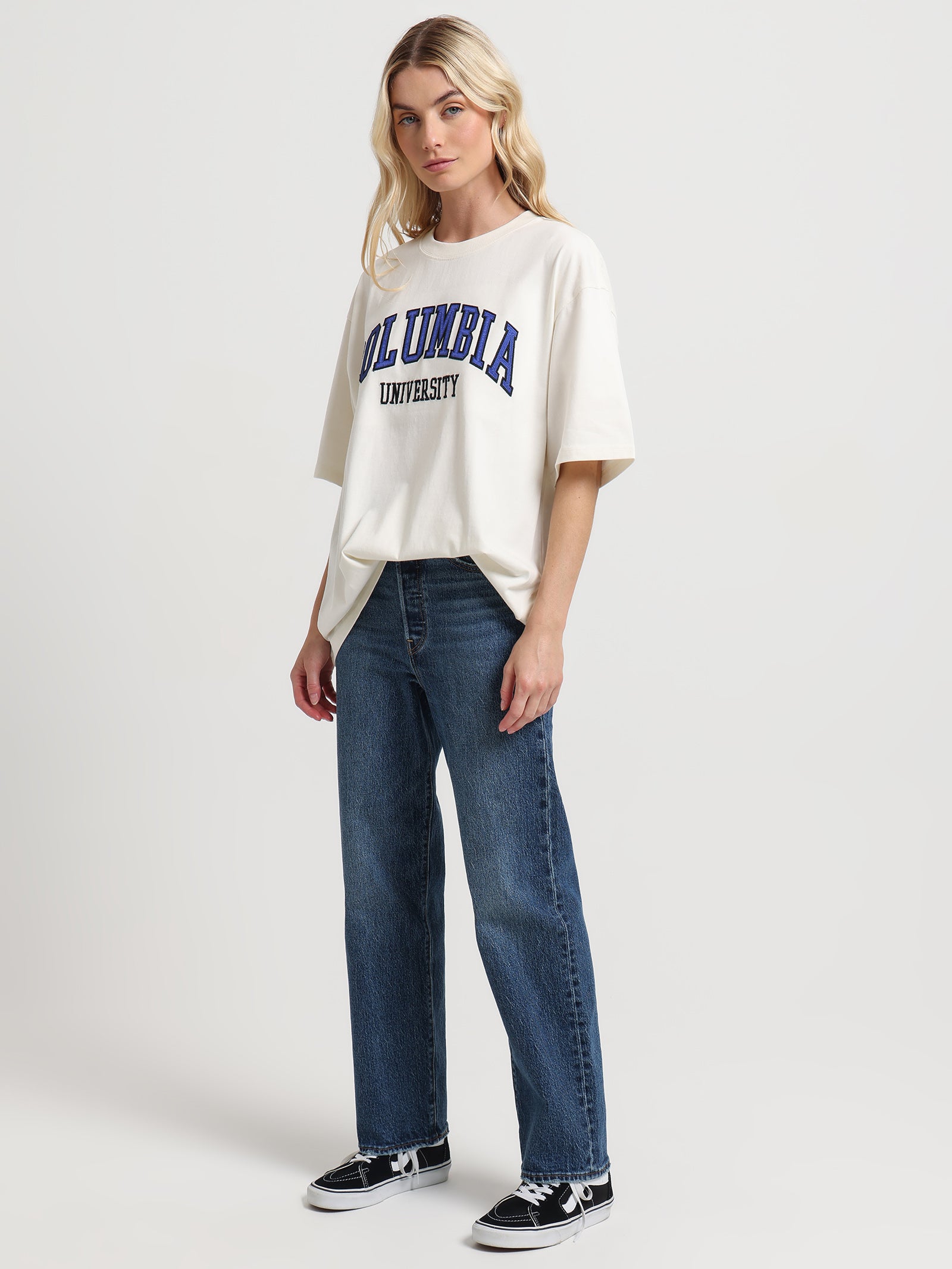 Columbia University Arch Boxy T-Shirt in Ecru