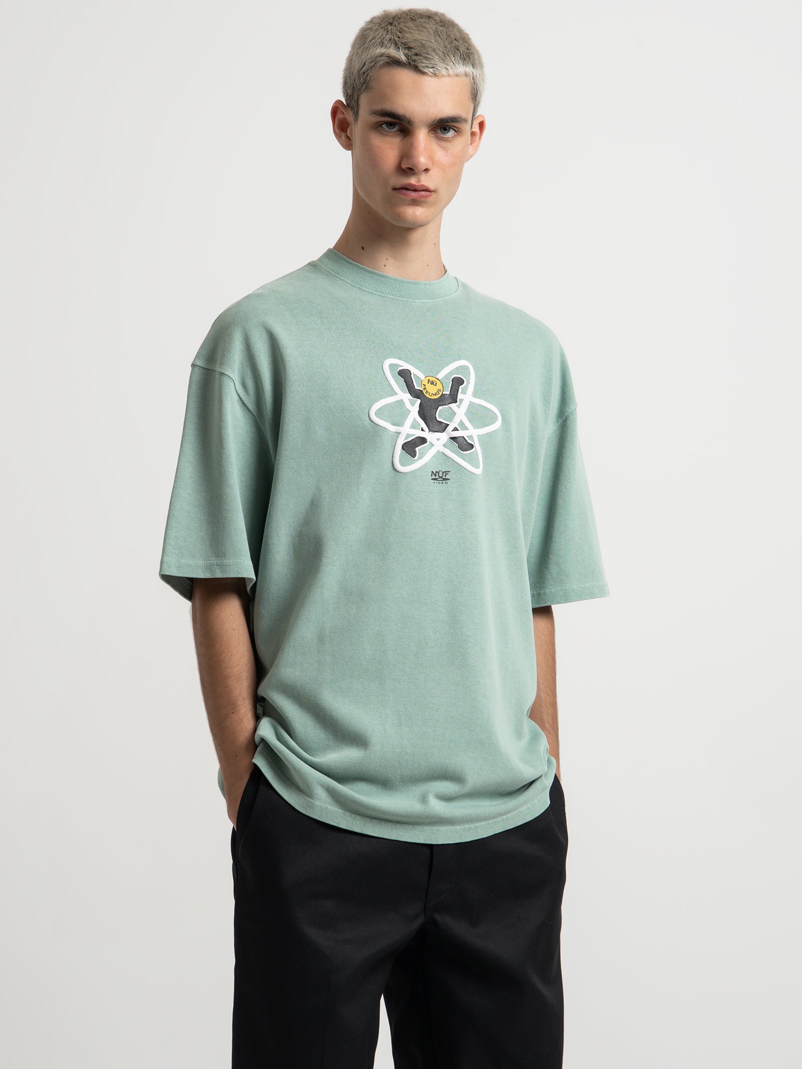 Online Activity T-Shirt in Sage Green Overdye