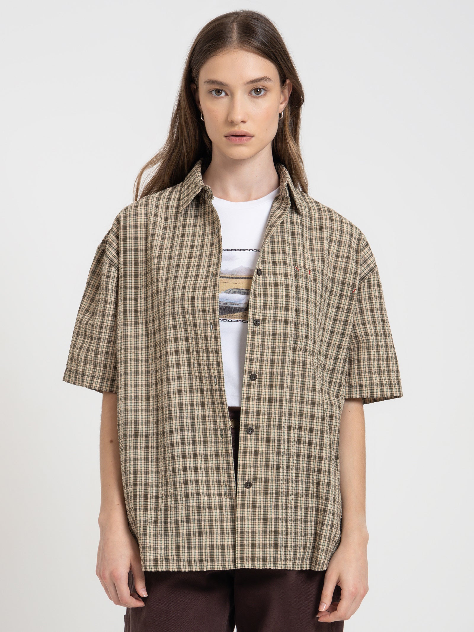 Hard Yakka Short Sleeve Shirt in Army Green Check