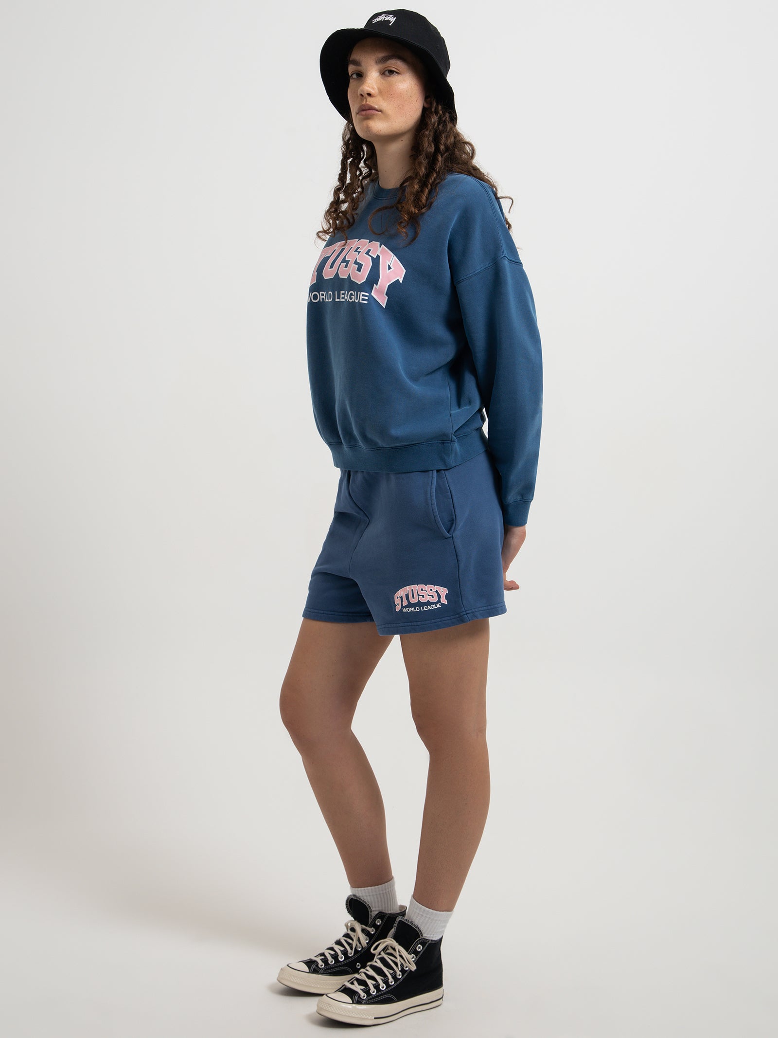 World League Oversized Crew in Pigment Blue