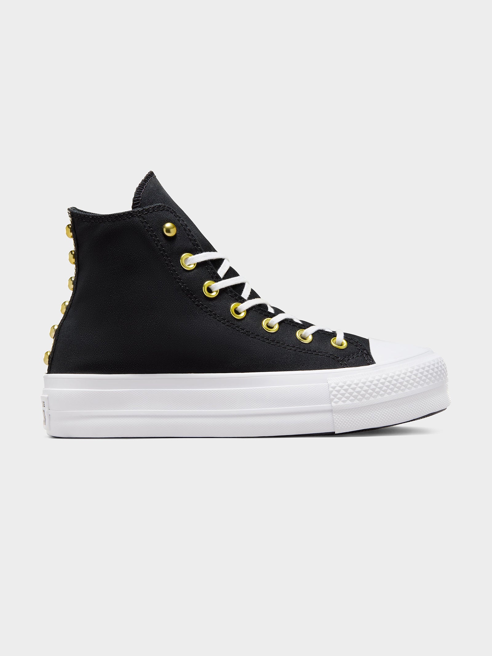 Womens Chuck Taylor All Star Lift Star Studded High Top Sneakers in Black & White