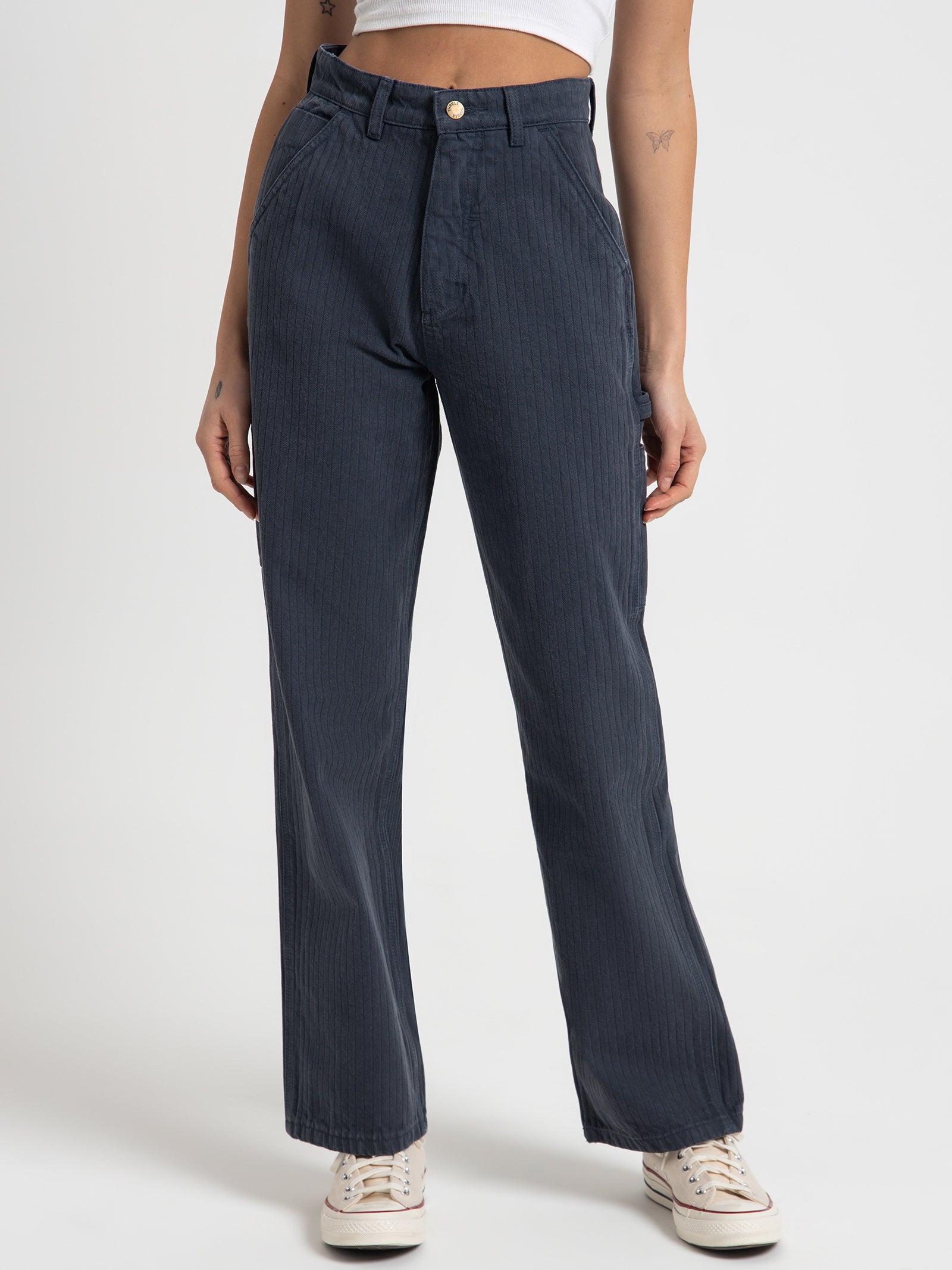 Dell Stripe Carpenter Pants in Petrol