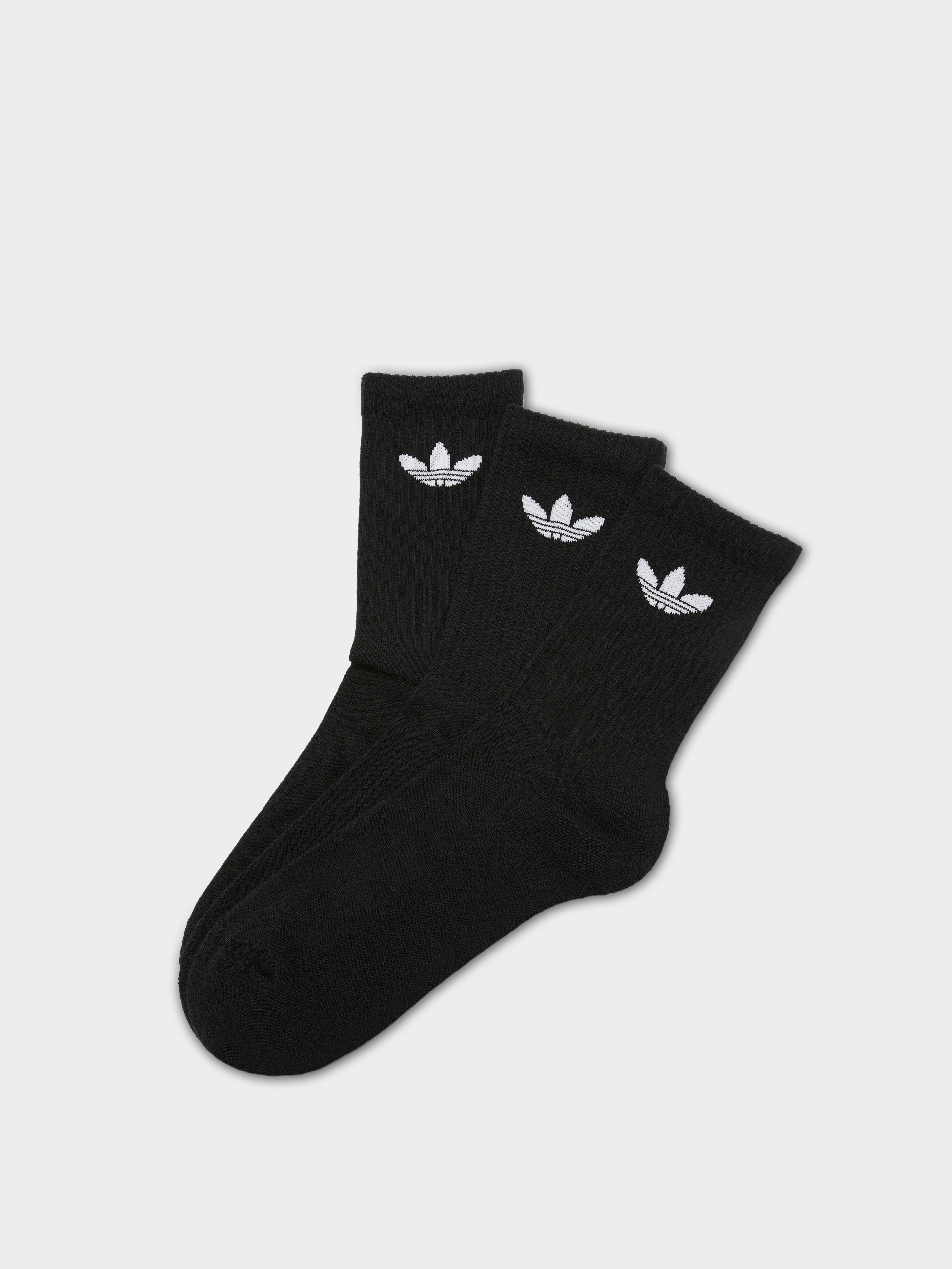 3 Pairs of Trefoil Cushion Crew Socks in Black & White