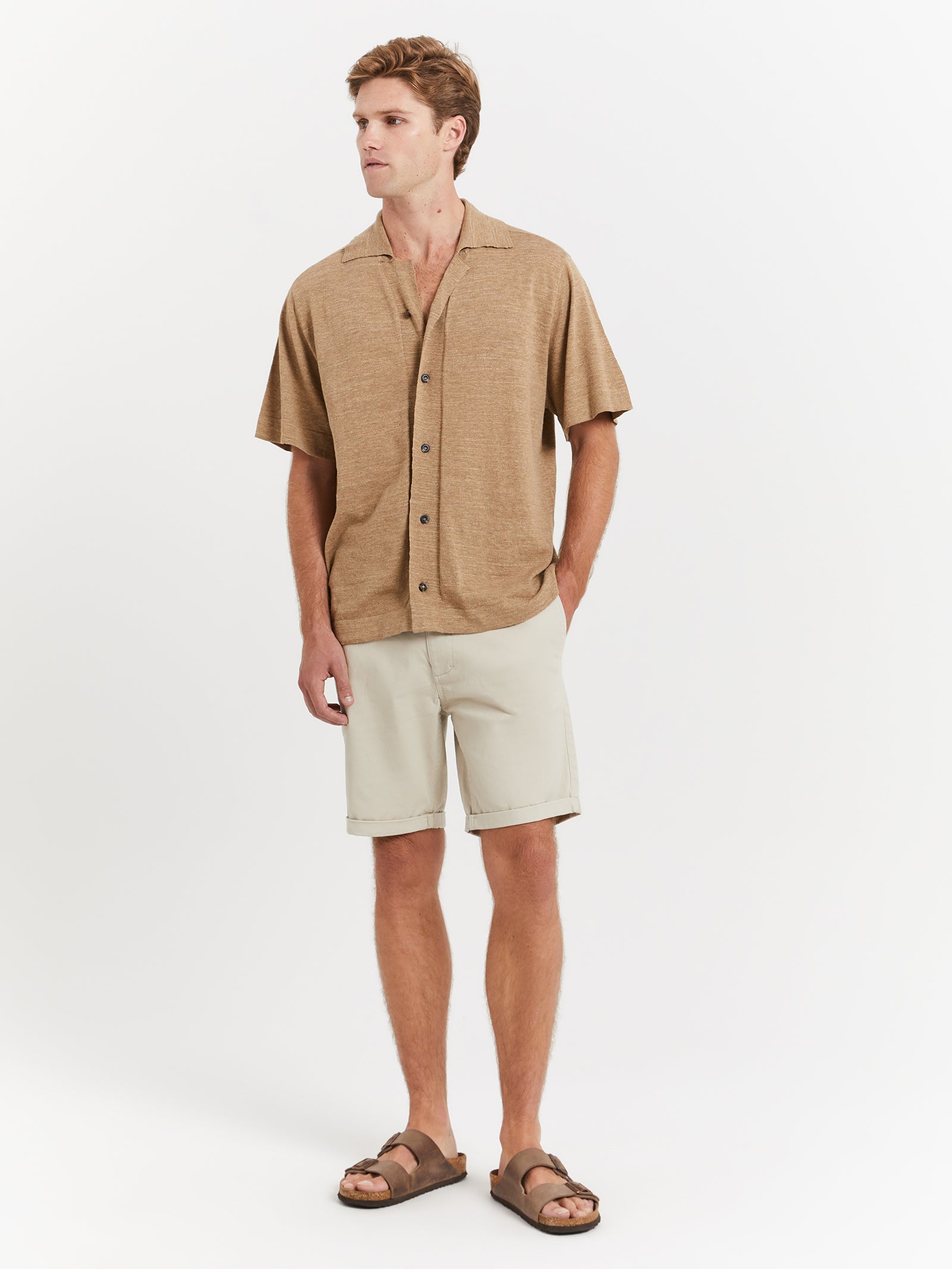 Ennis Knit Shirt in Macadamia