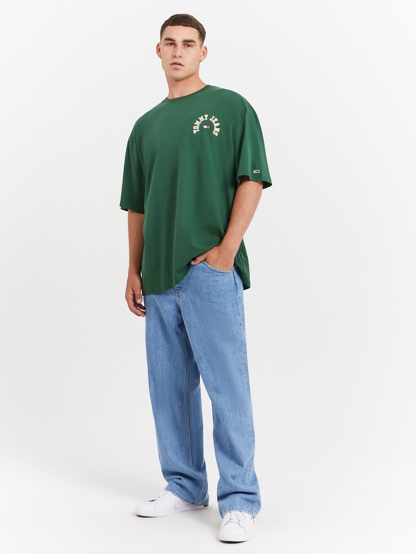 Plus Skate Curved College T-Shirt in Collegiate Green