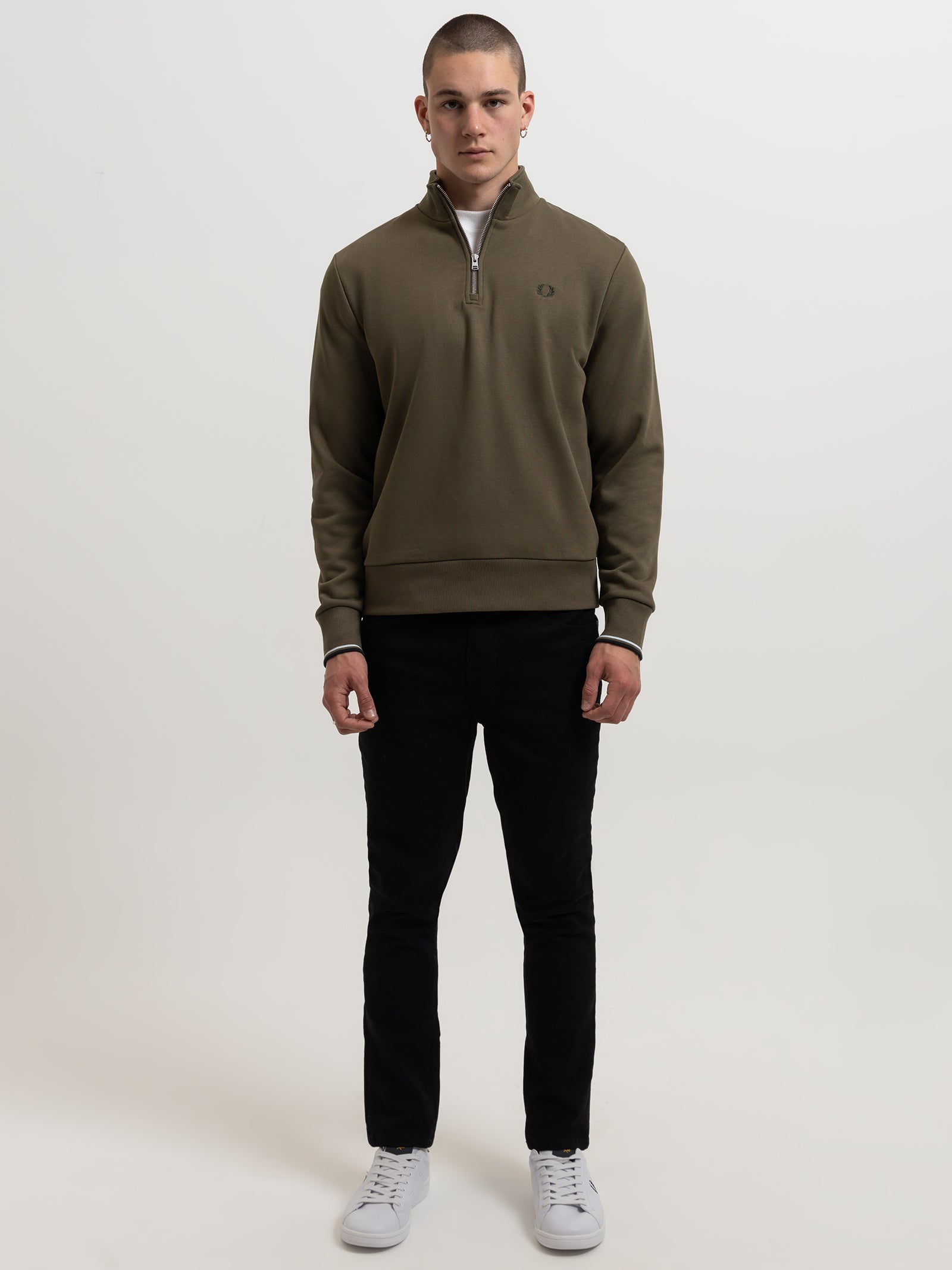 Half Zip Sweatshirt in Dark Green