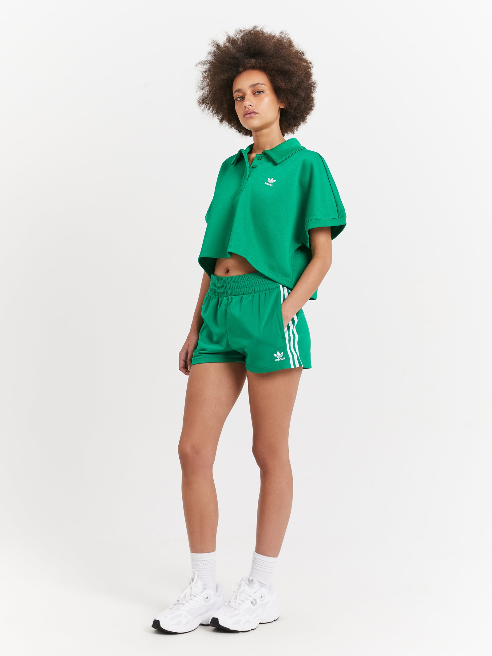 Adicolor Classics Oversized Cropped Polo T-Shirt in Green