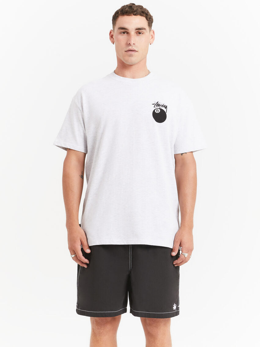 Solid 8 Ball Heavyweight Short Sleeve T-Shirt in Snow Marle