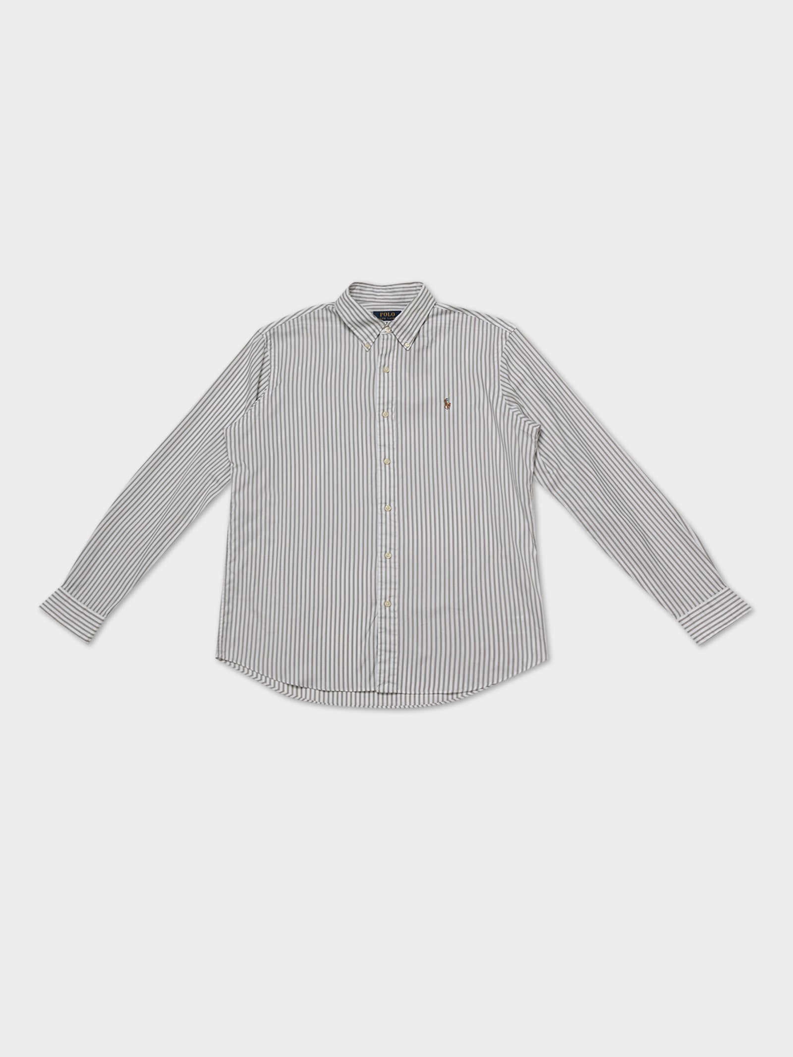 Custom Oxford Striped Button-Down Shirt in Grey & White