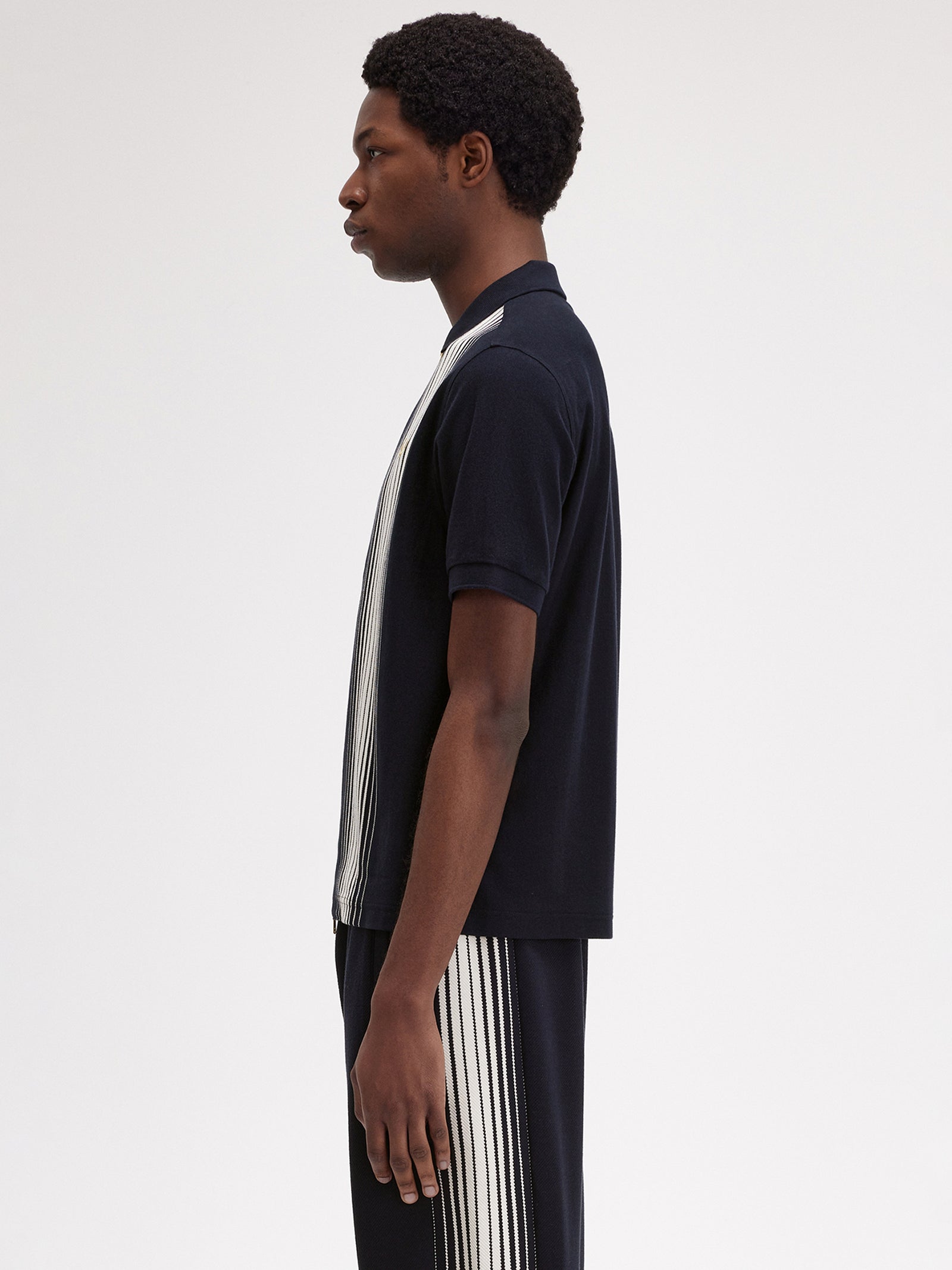 Ombre Stripe Zip Polo Shirt