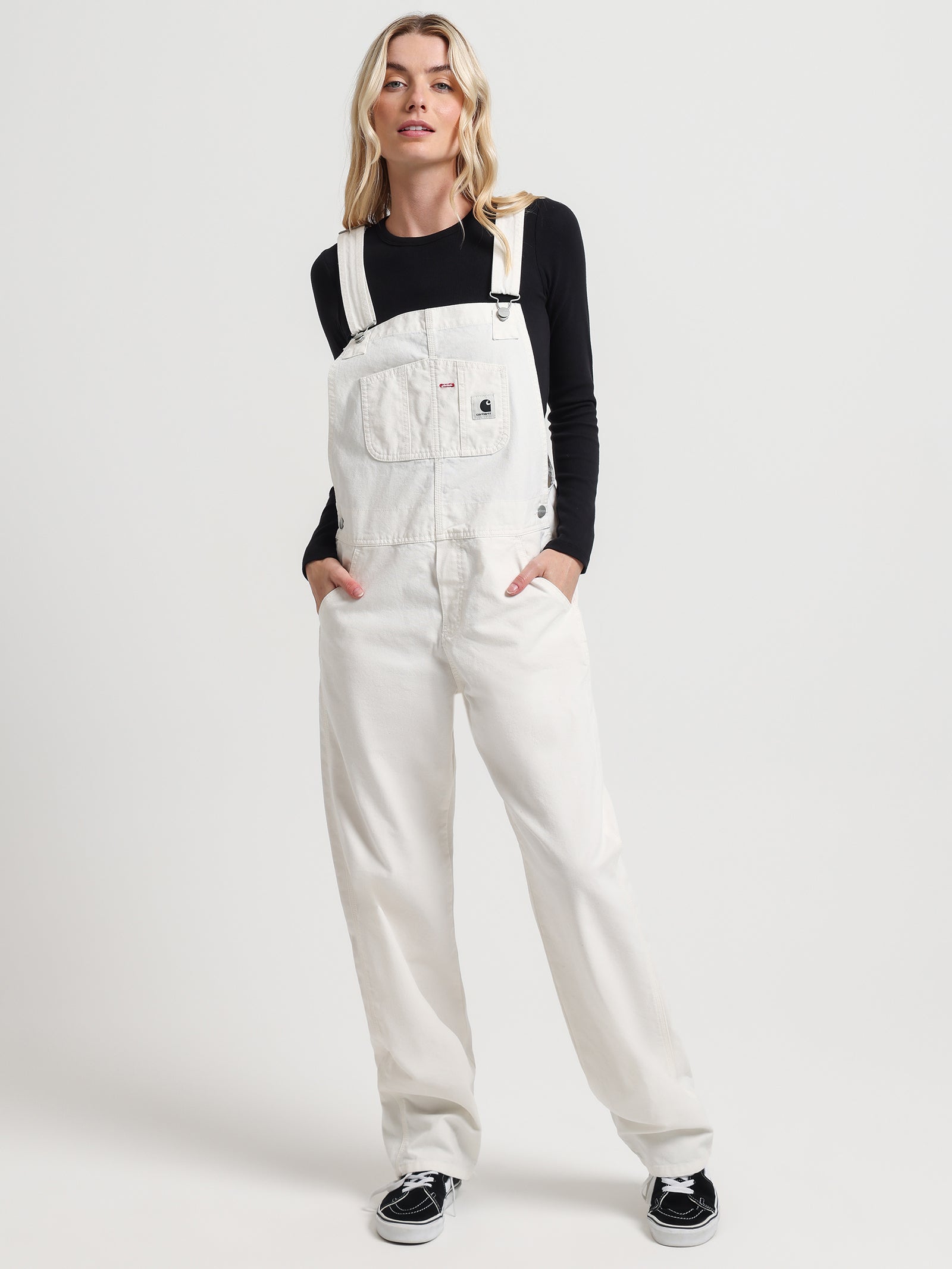 Bib Straight-Leg Overalls in Cream