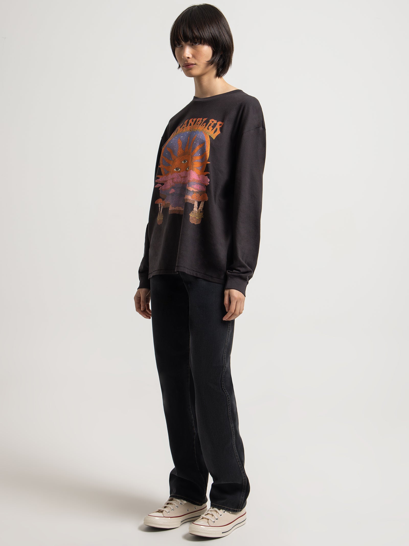 Muso Long Sleeve Setting Sun T-Shirt in Black