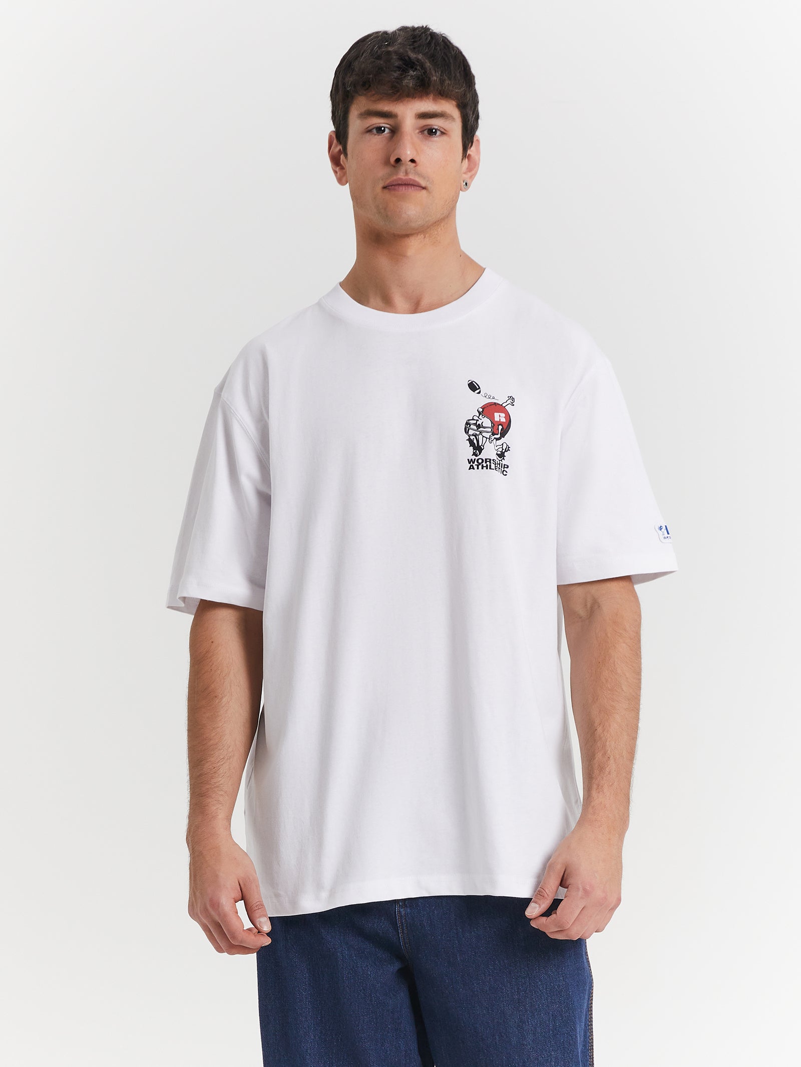 Worship x Russell Athletic Fumbler T-Shirt in White