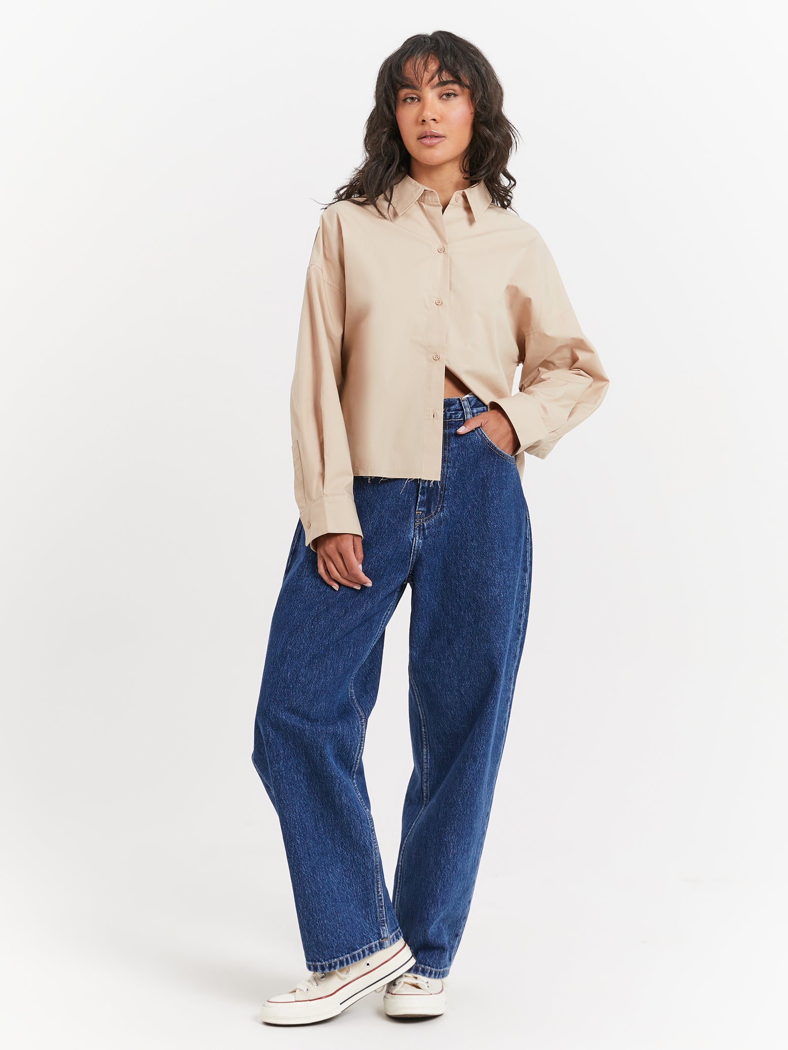 Lukea Cropped Shirt in Taupe