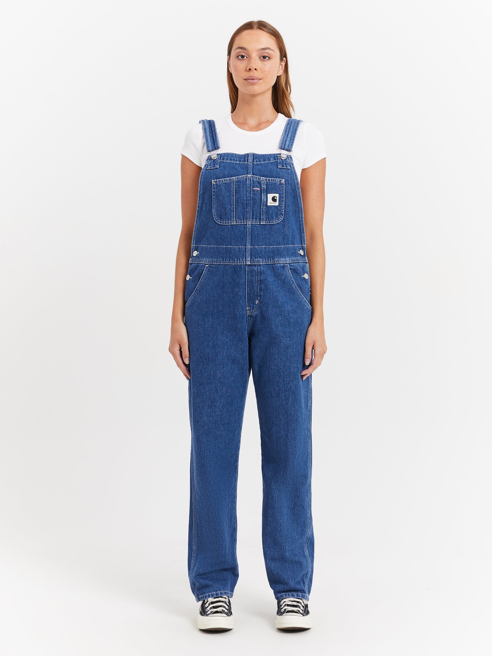 Bib Straight-Leg Overalls in Blue