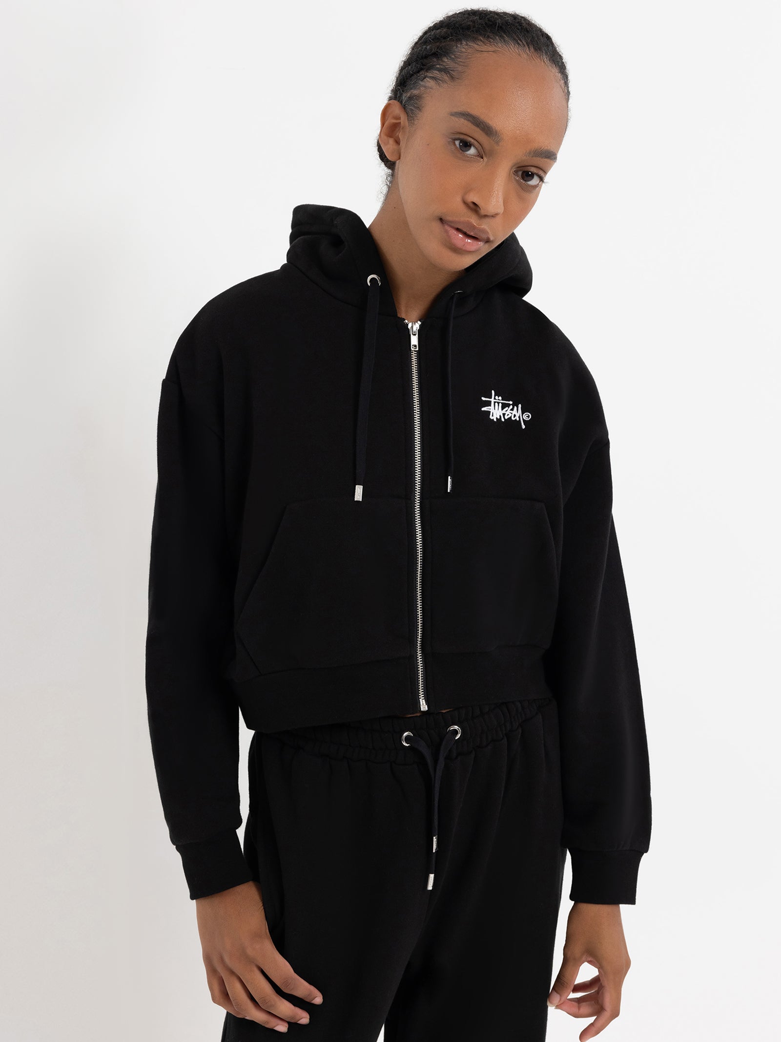 Graffiti Cropped Zip Thru Hood