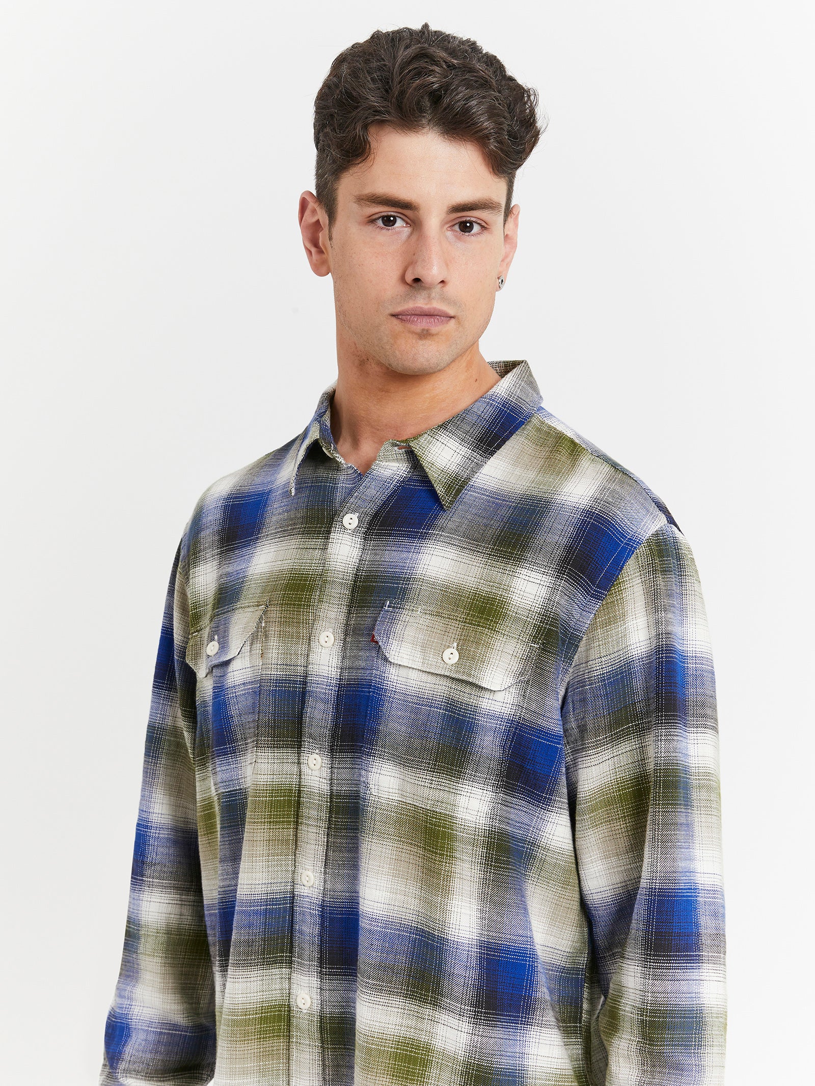 Jackson Worker Overshirt in Jonty Plaid Sea Moss