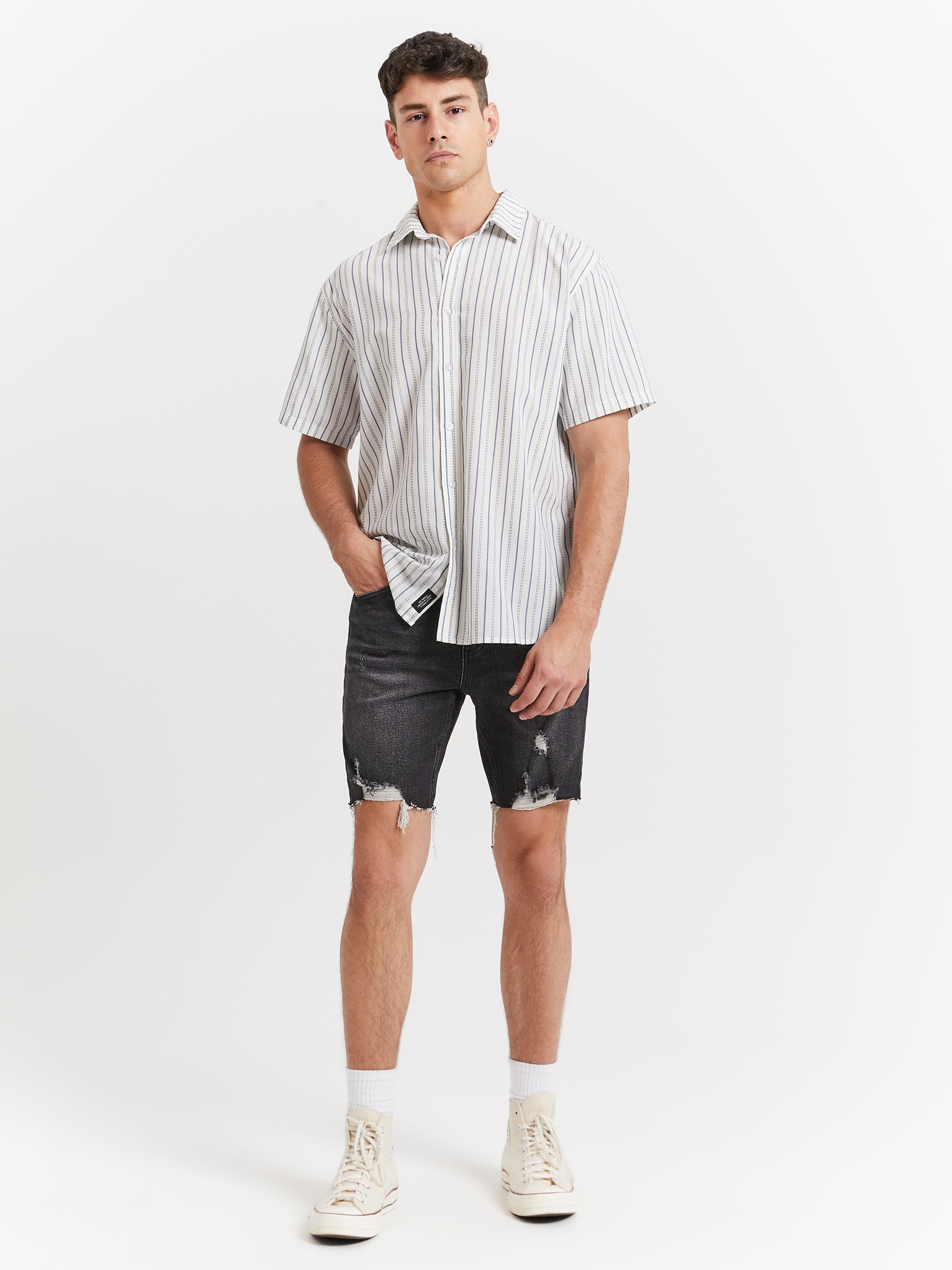 Lucky Strike Short Sleeve Shirt in Dirty White