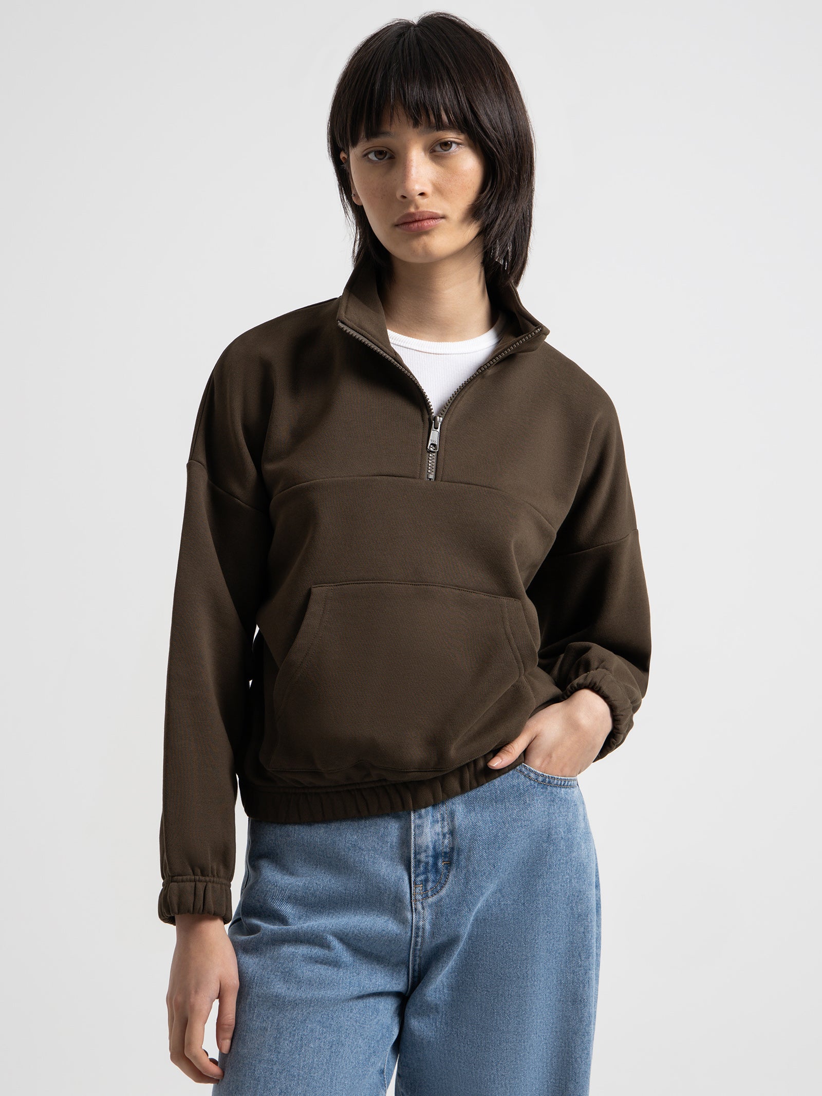 Romy Half Zip Sweater in Khaki