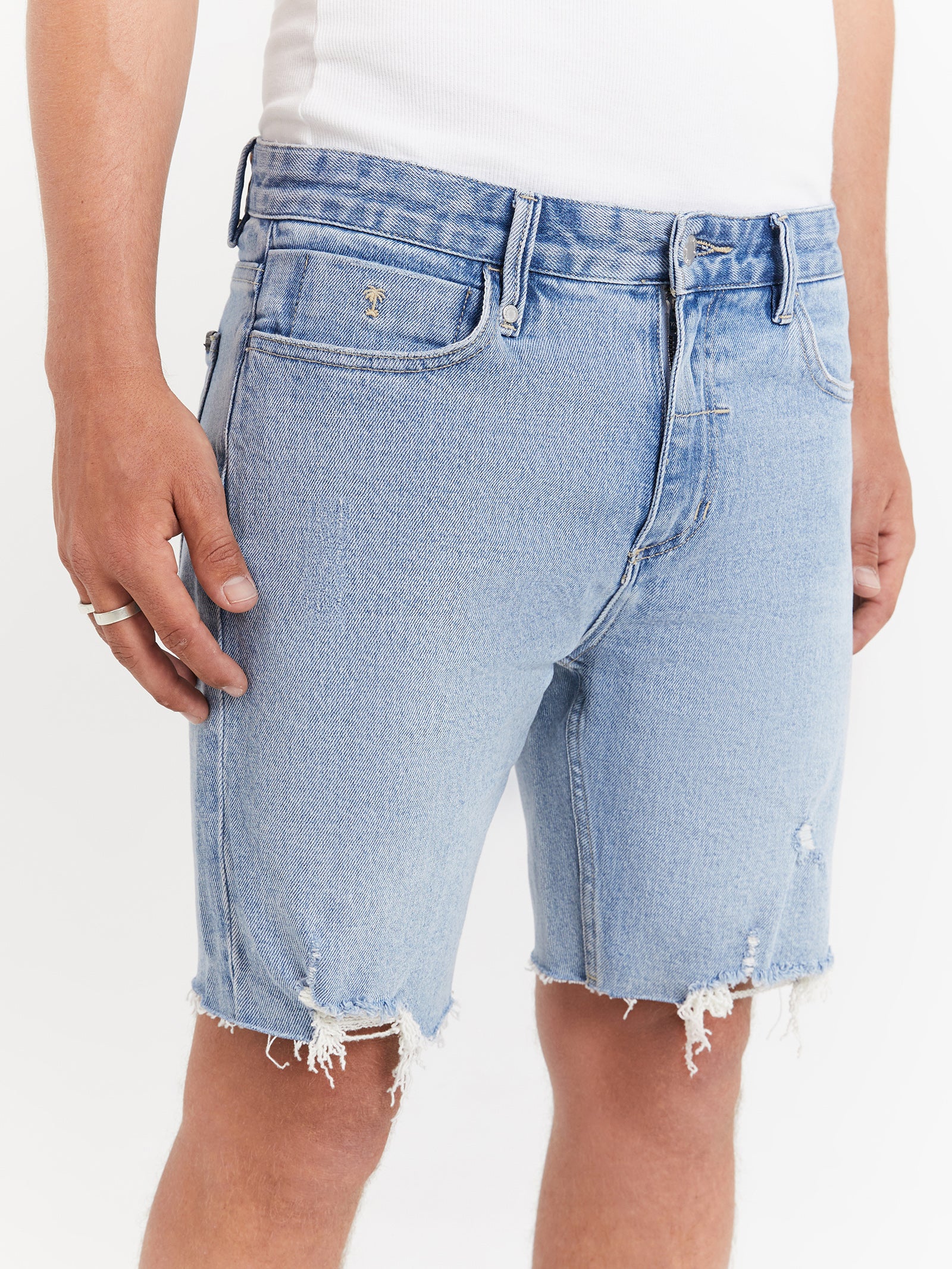 Destroyed Bones Shorts in Ash Blue