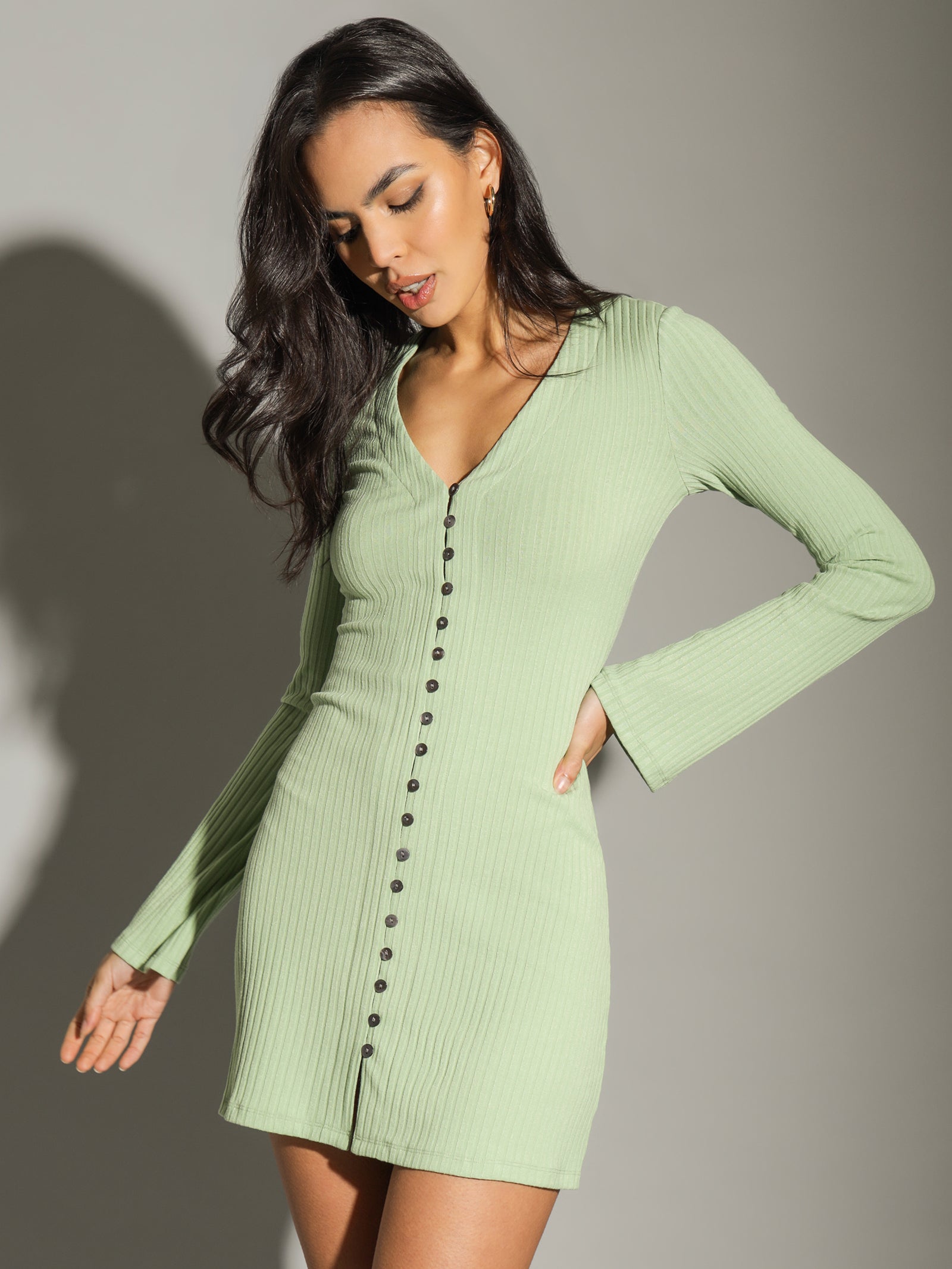 Francha Rib Dress in Apple