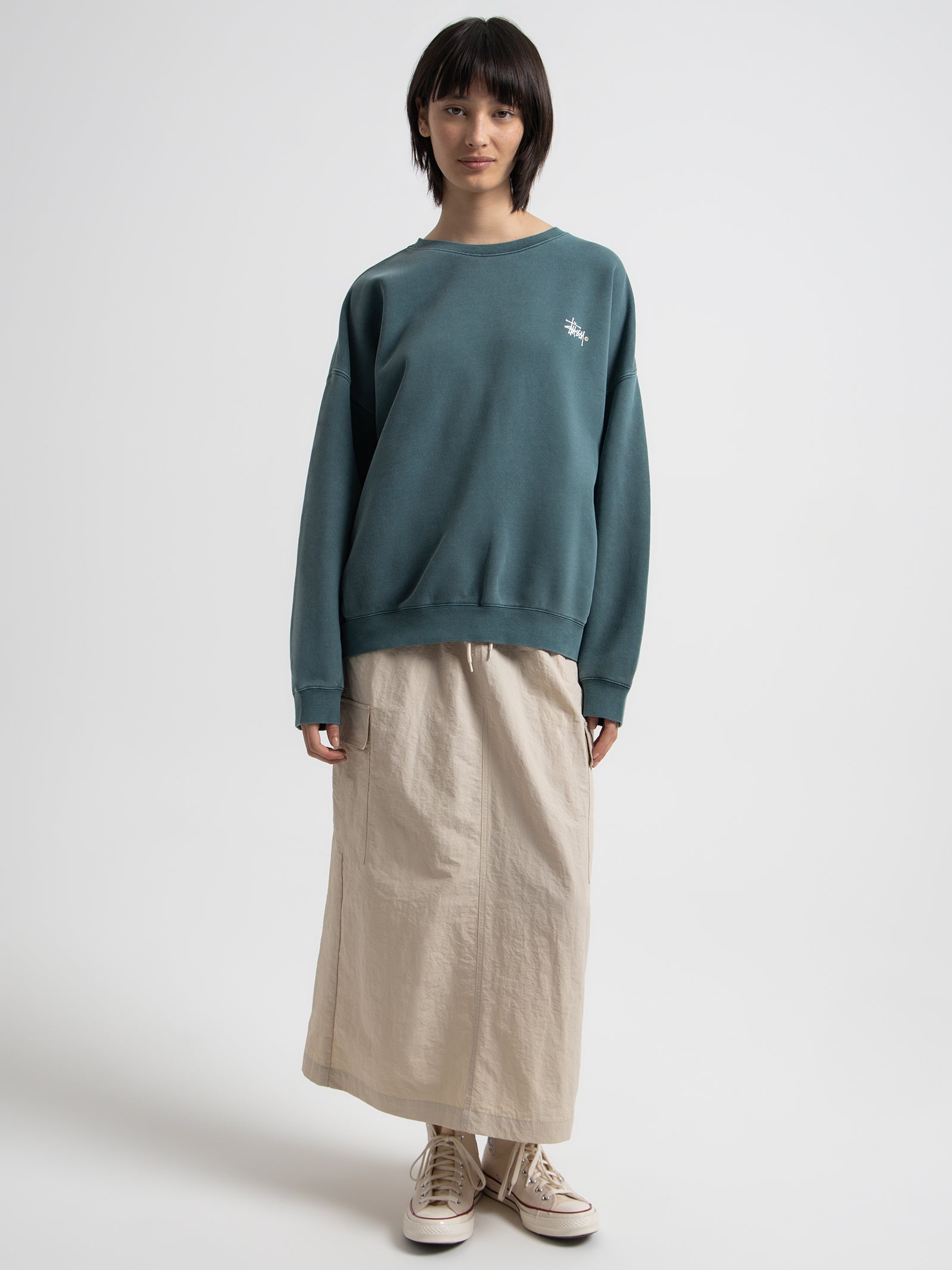 Italic Oversized Crew Sweater in Moss