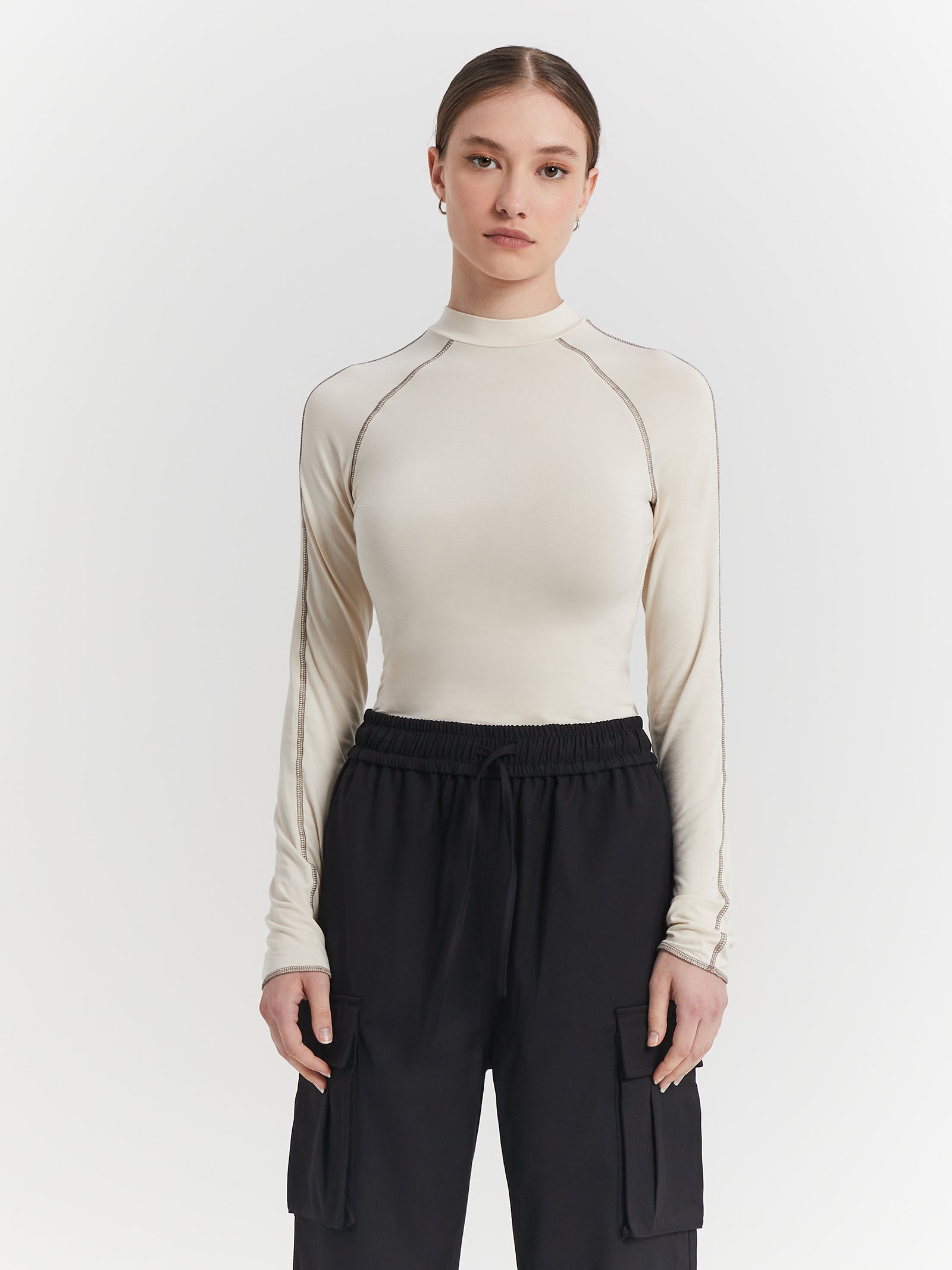 Avis Long Sleeve Top in Beige