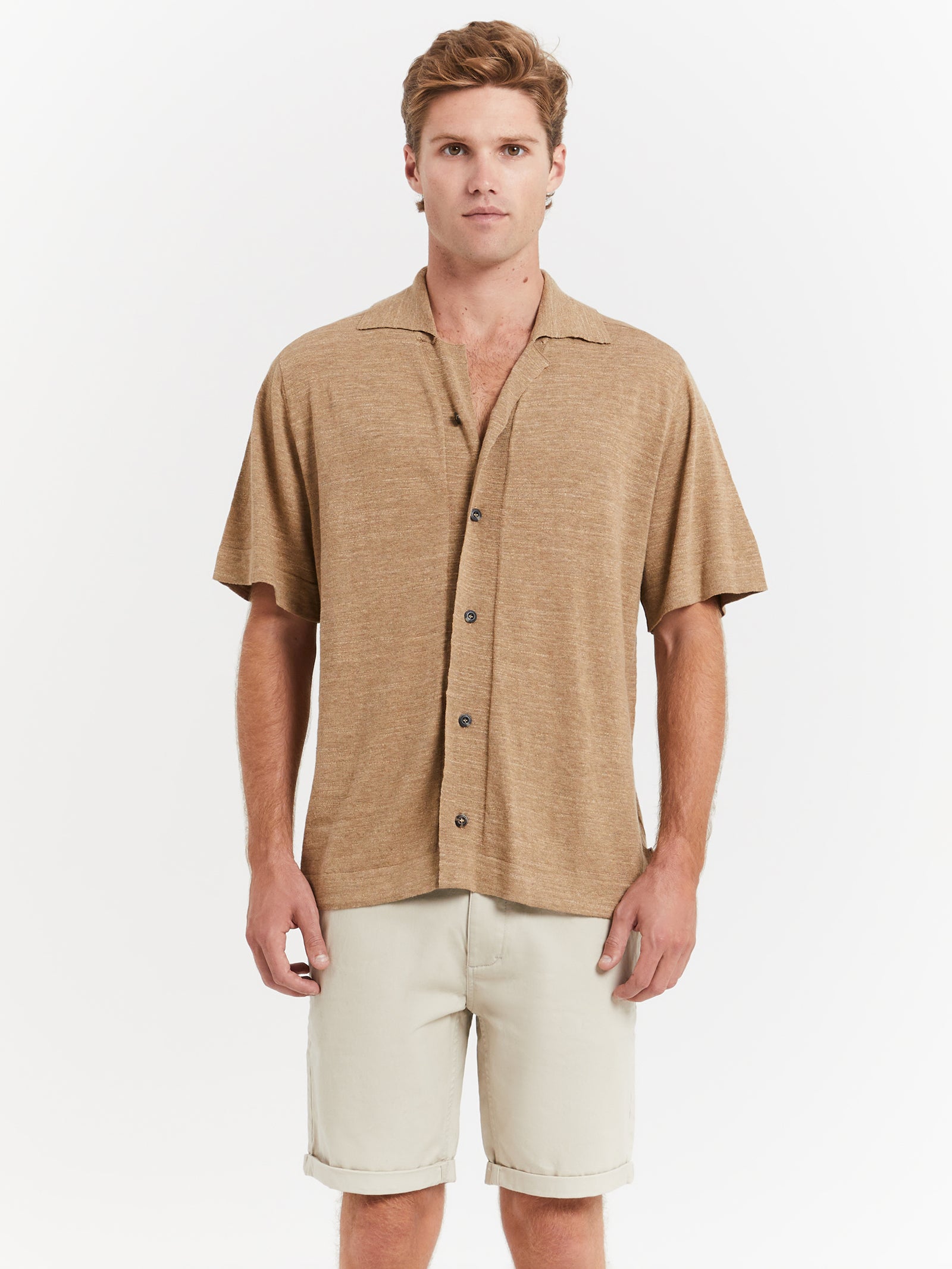 Ennis Knit Shirt in Macadamia