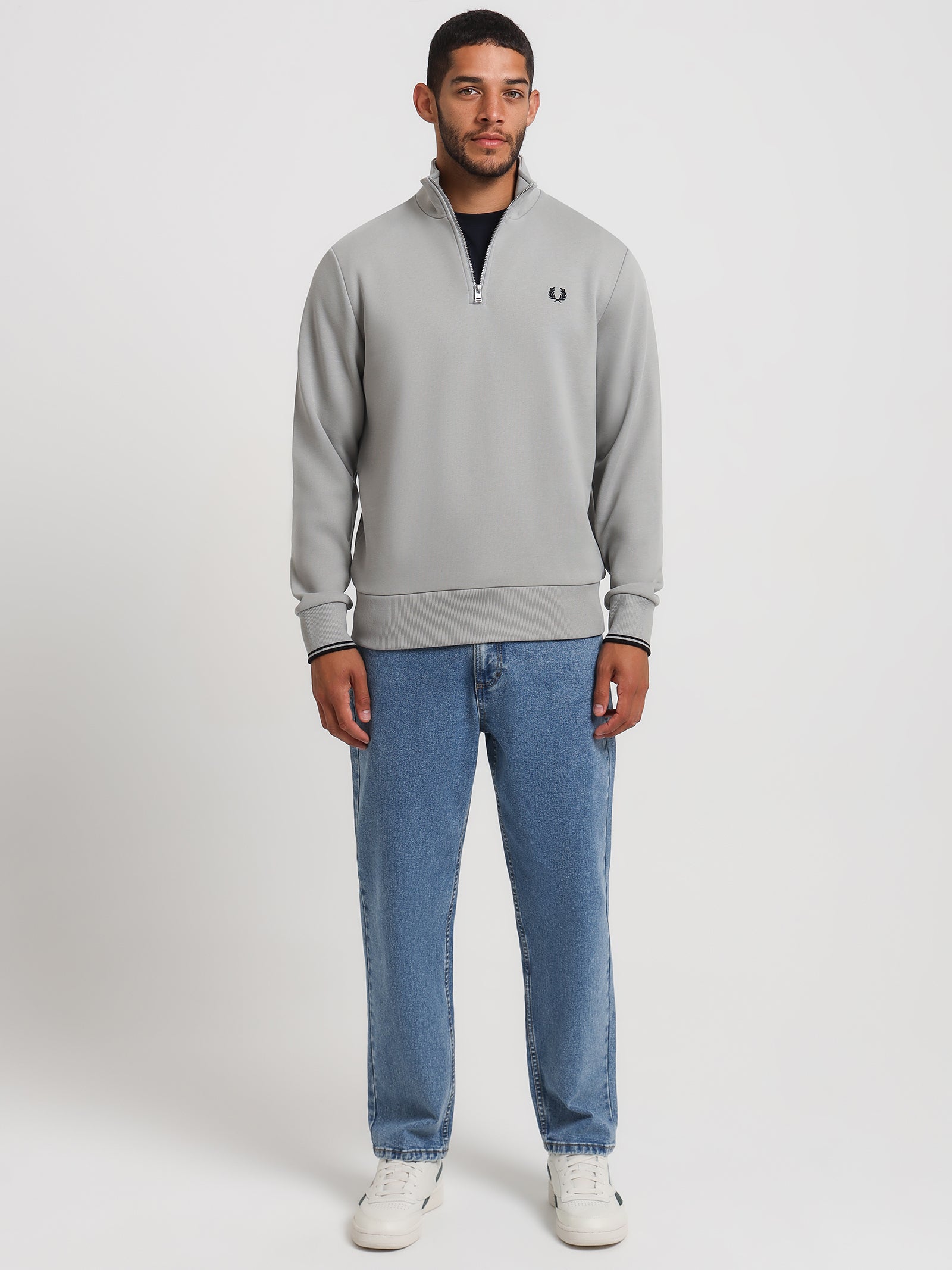 Half Zip Sweatshirt in Limestone Grey