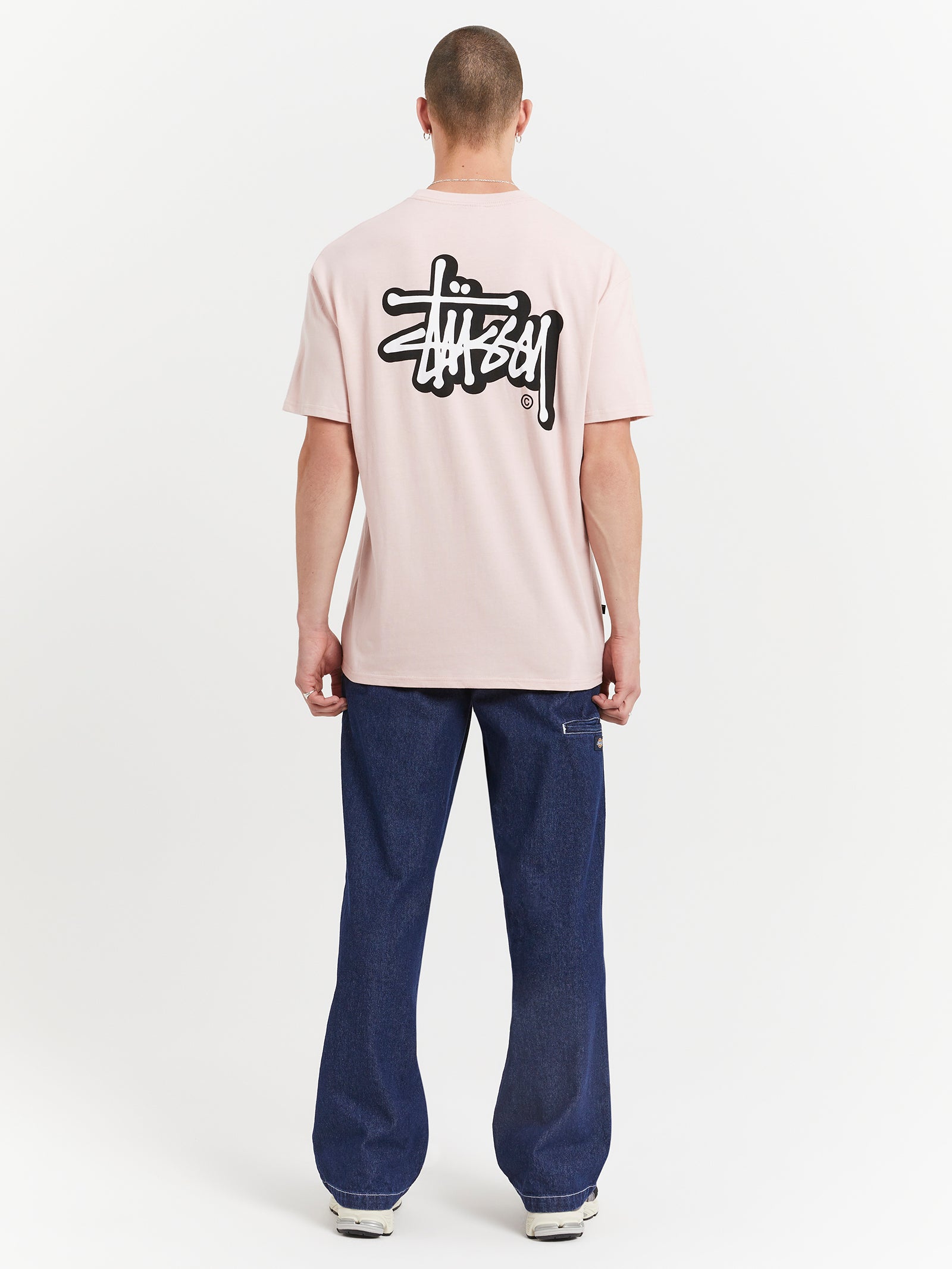 Solid Offset Graffiti Heavyweight T-Shirt in Washed Pink