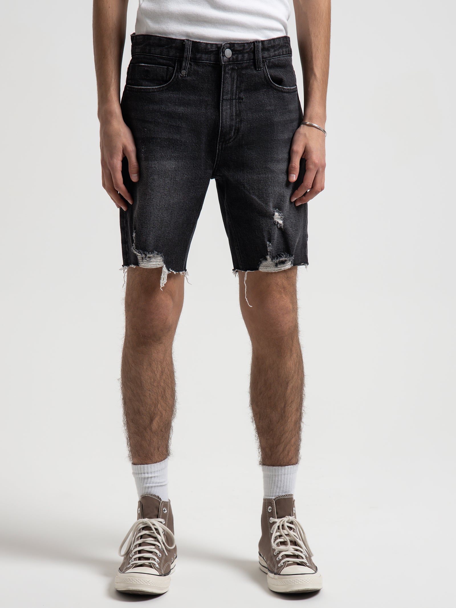 Destroyed Bones Shorts in Smoke