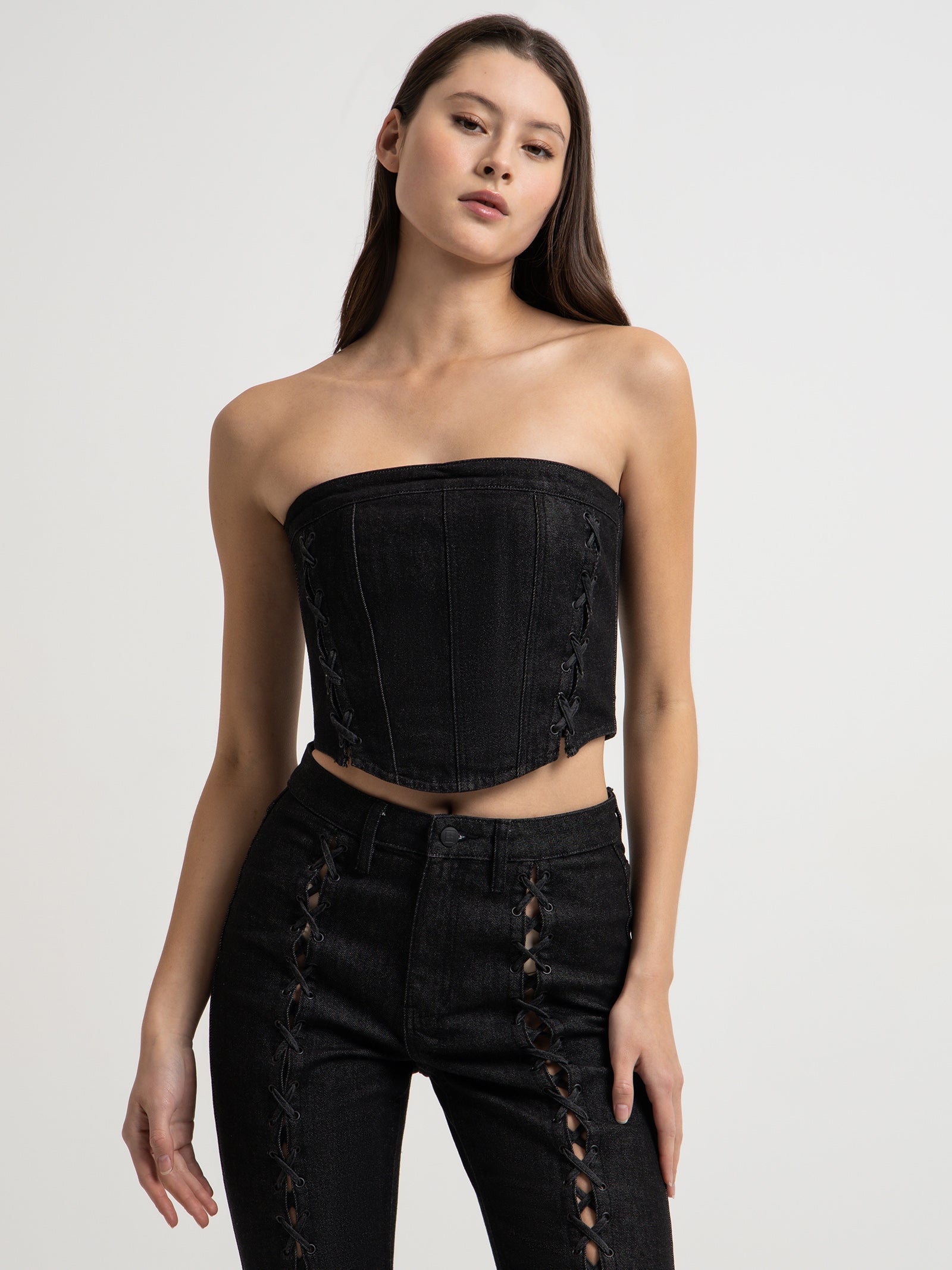 Laced Bustier Top in Ebony Black