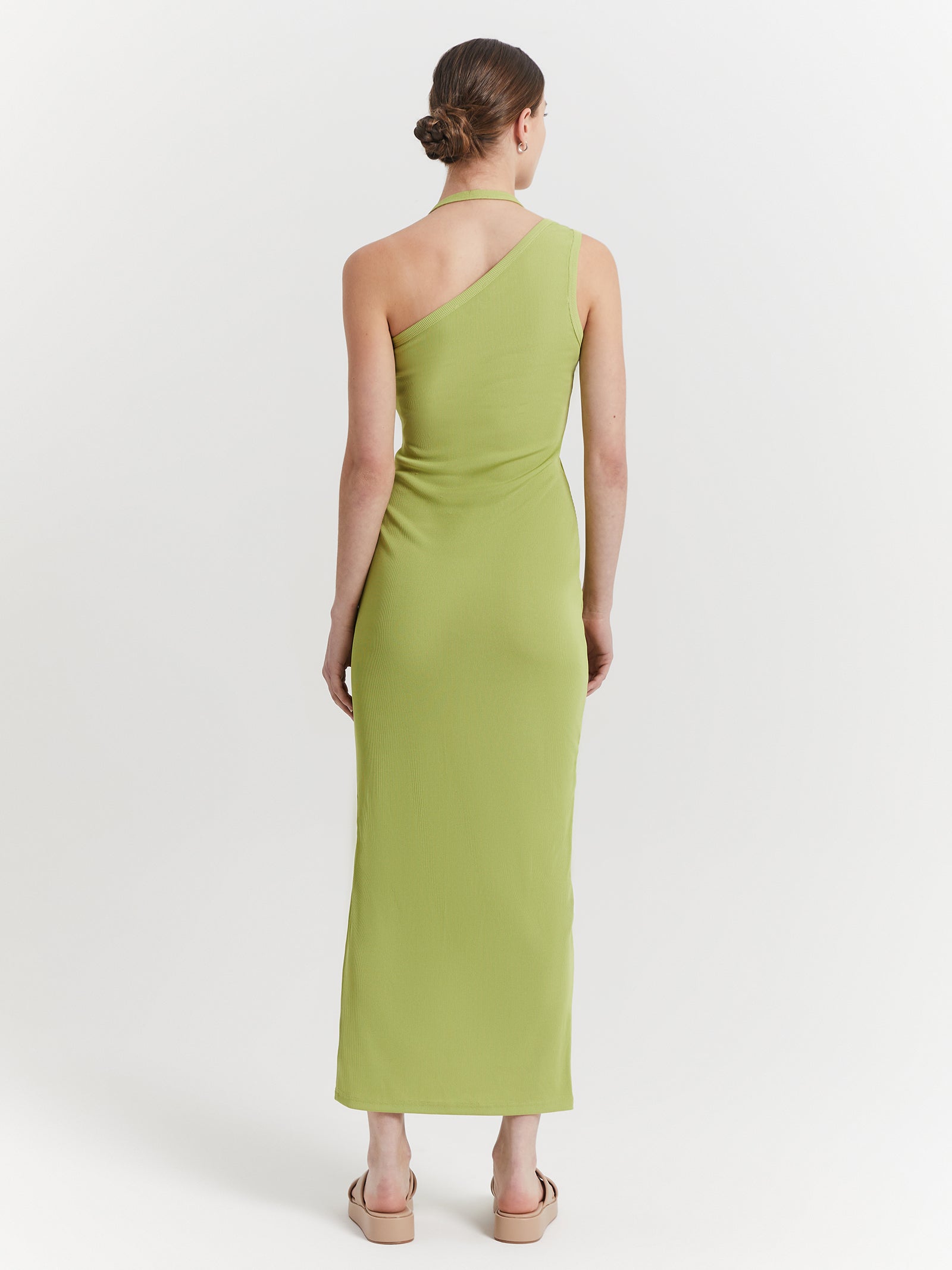 Alden Midi Dress in Green Fig