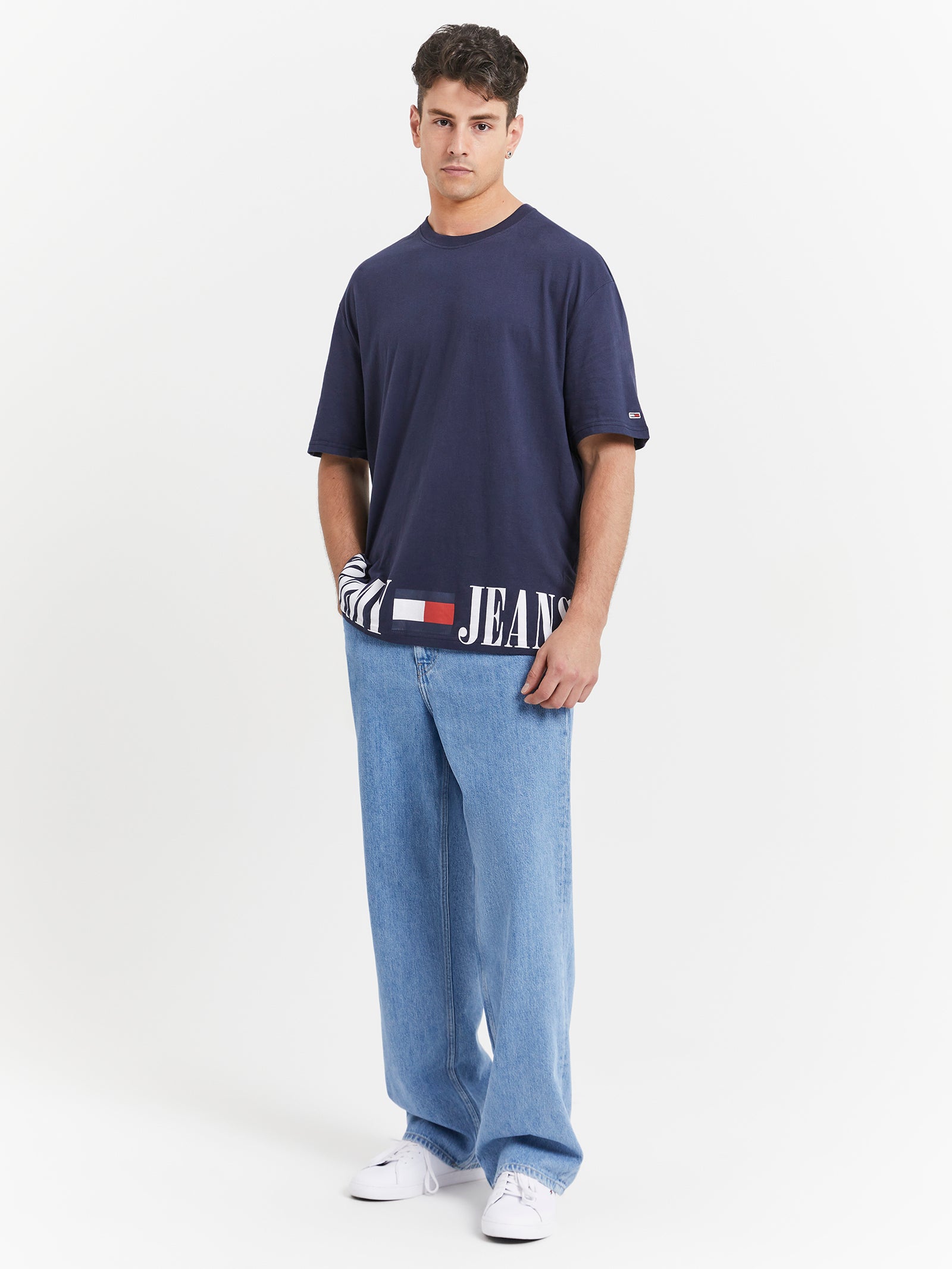 Aiden Baggy Faded Jeans in Light Denim