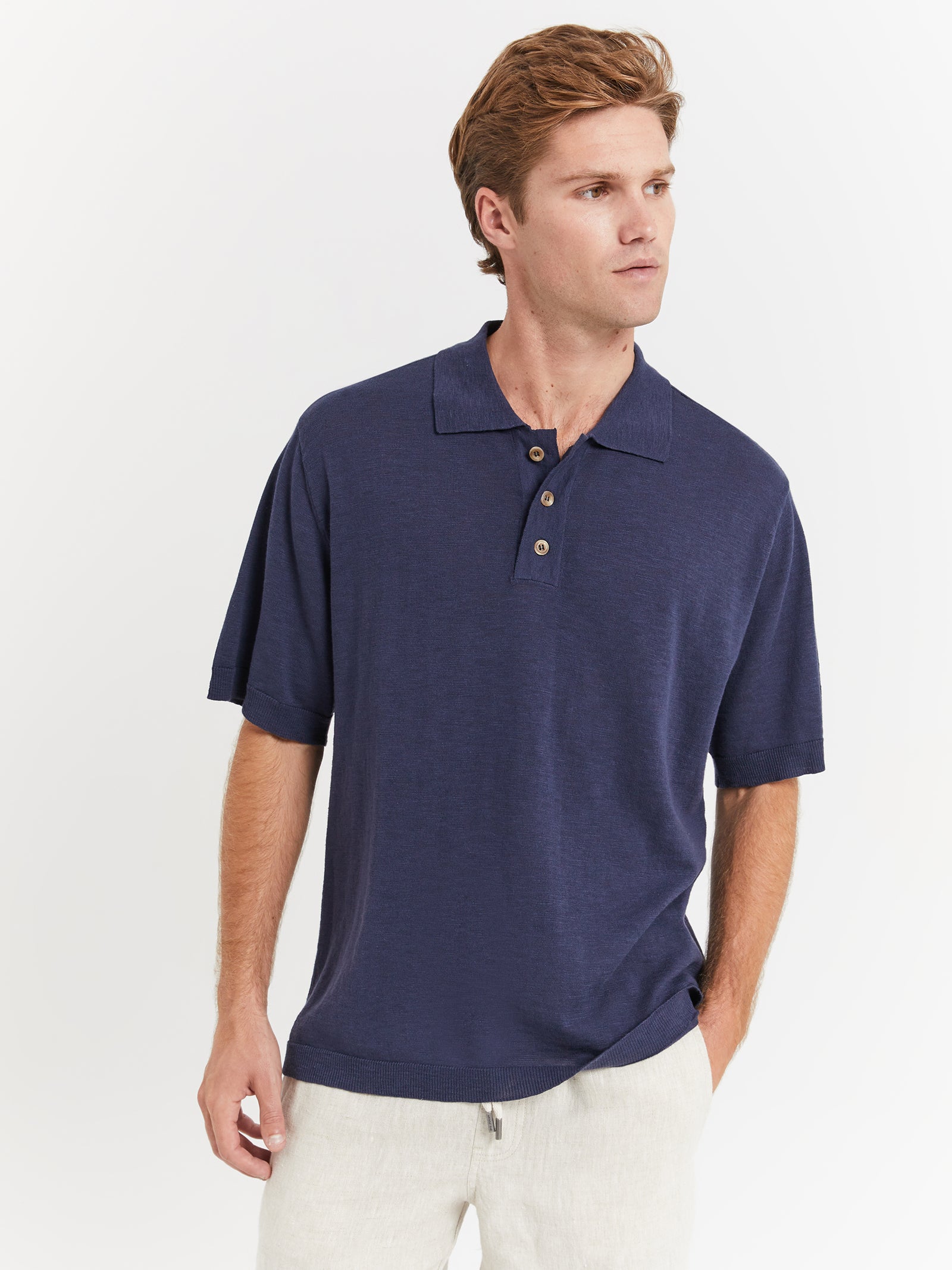 Ollie Knit Polo in Navy