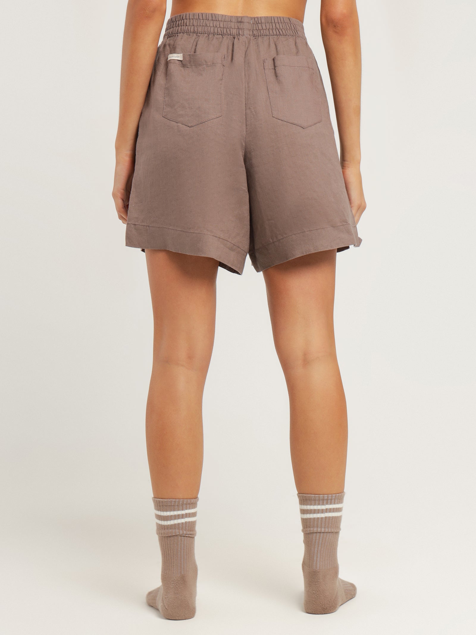 Lounge Heritage Linen Shorts in Mink