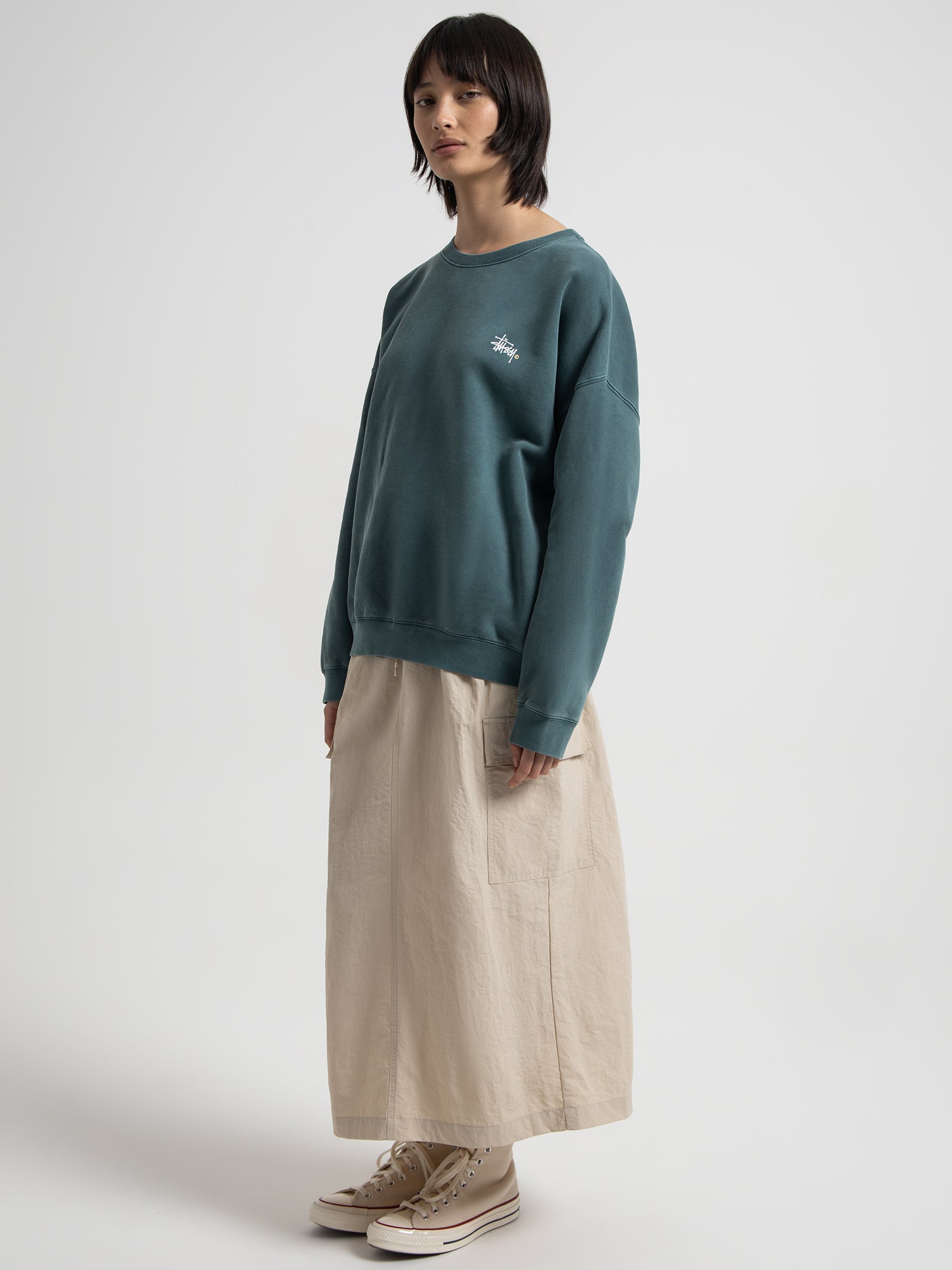 Italic Oversized Crew Sweater in Moss