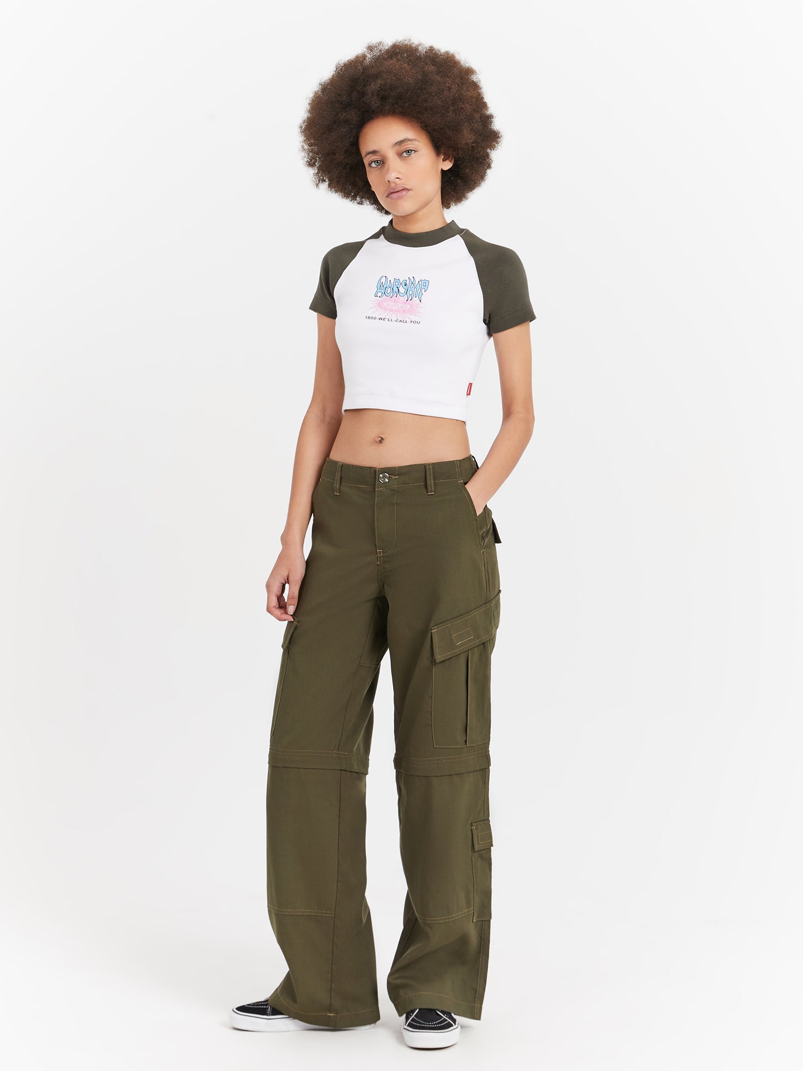 Recreation Zip Off Cargo Pants in Jungle Green