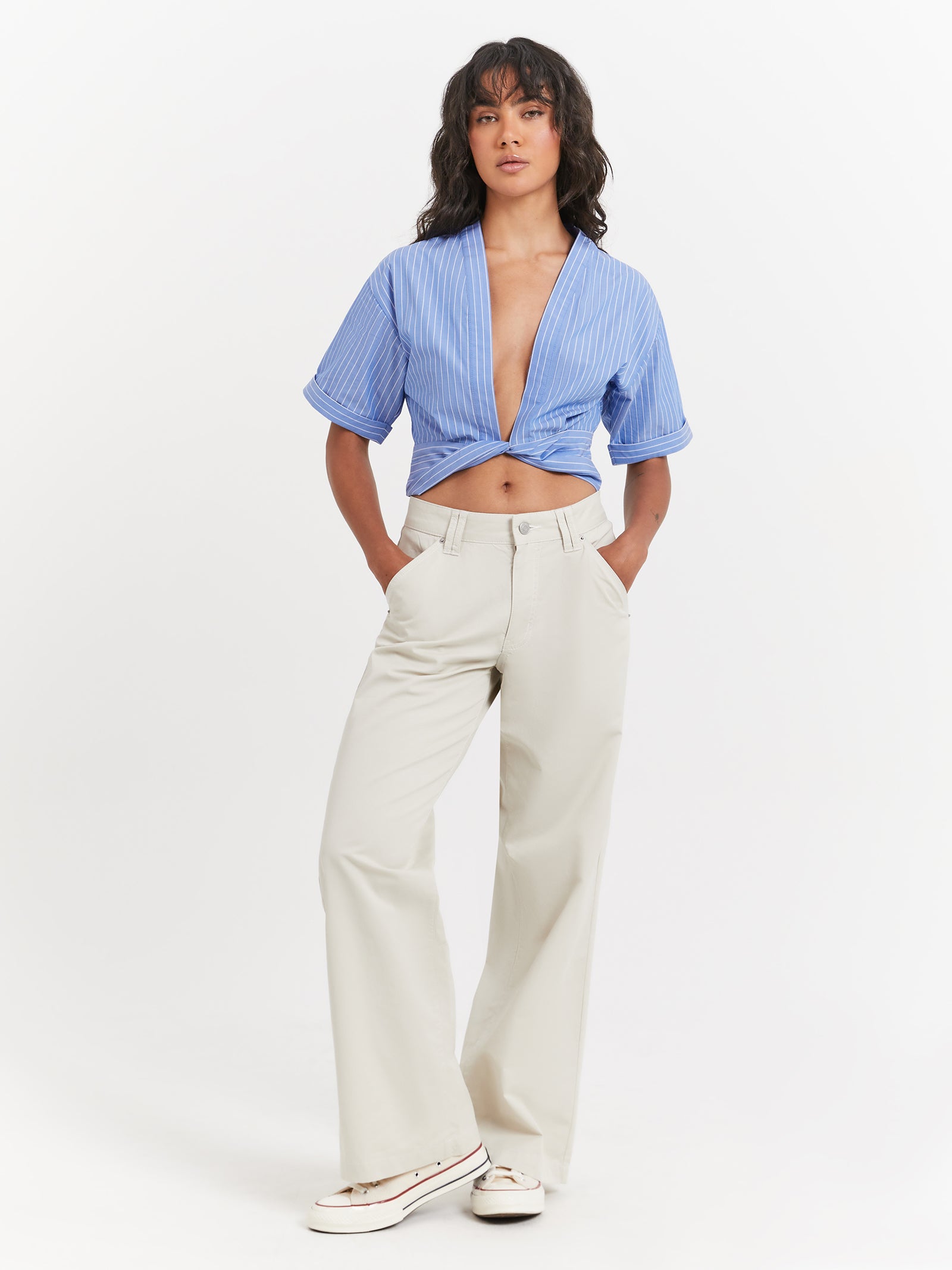 Naomi Low Rise Pants in Ecru