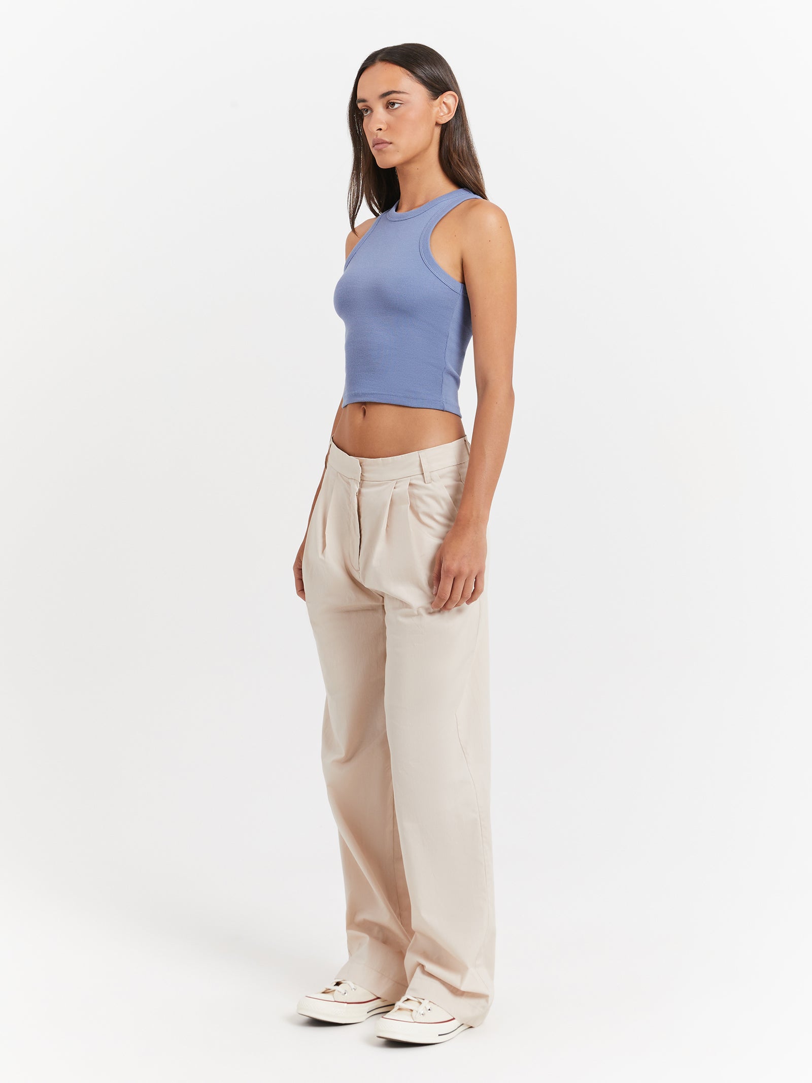 Monica Mid Rise Pants in Cream